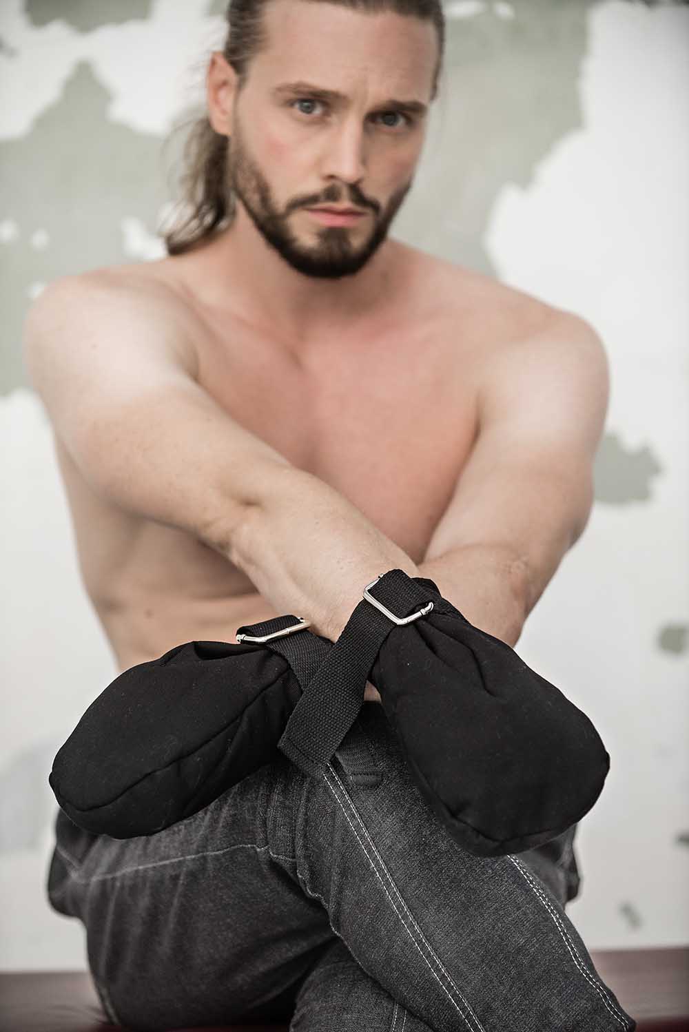 Big Size Cotton Hand Mitts. Black. BDSM Soft Mittens