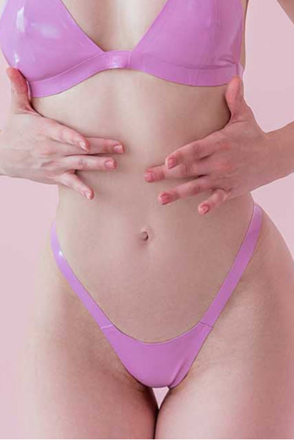 Latex Micro Bikini. Pink