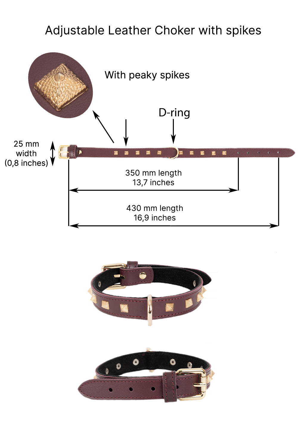 Everyday Leather Spiked Choker