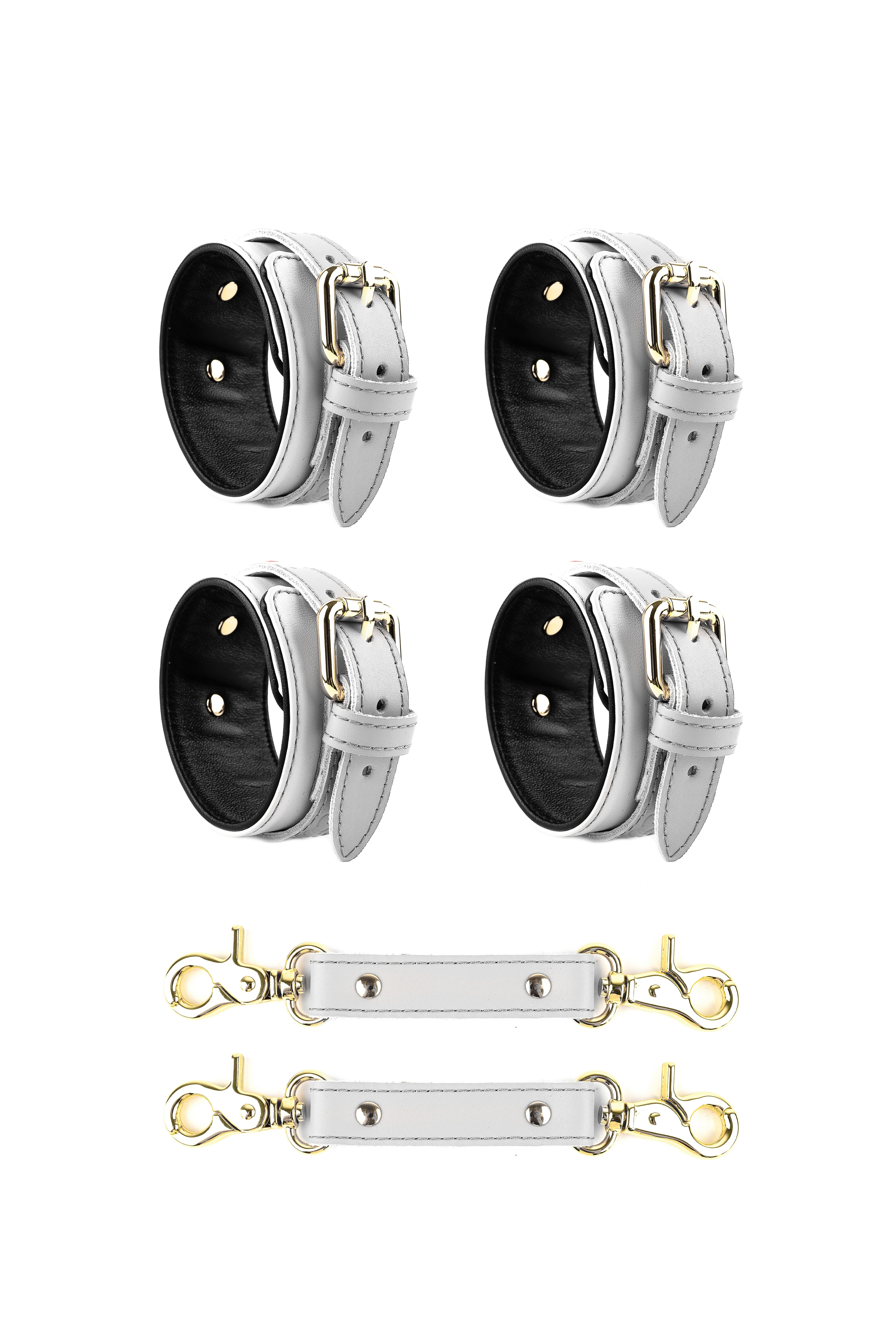 2 in 1 Hand and Ankle cuffs Leather Set. 10 colors