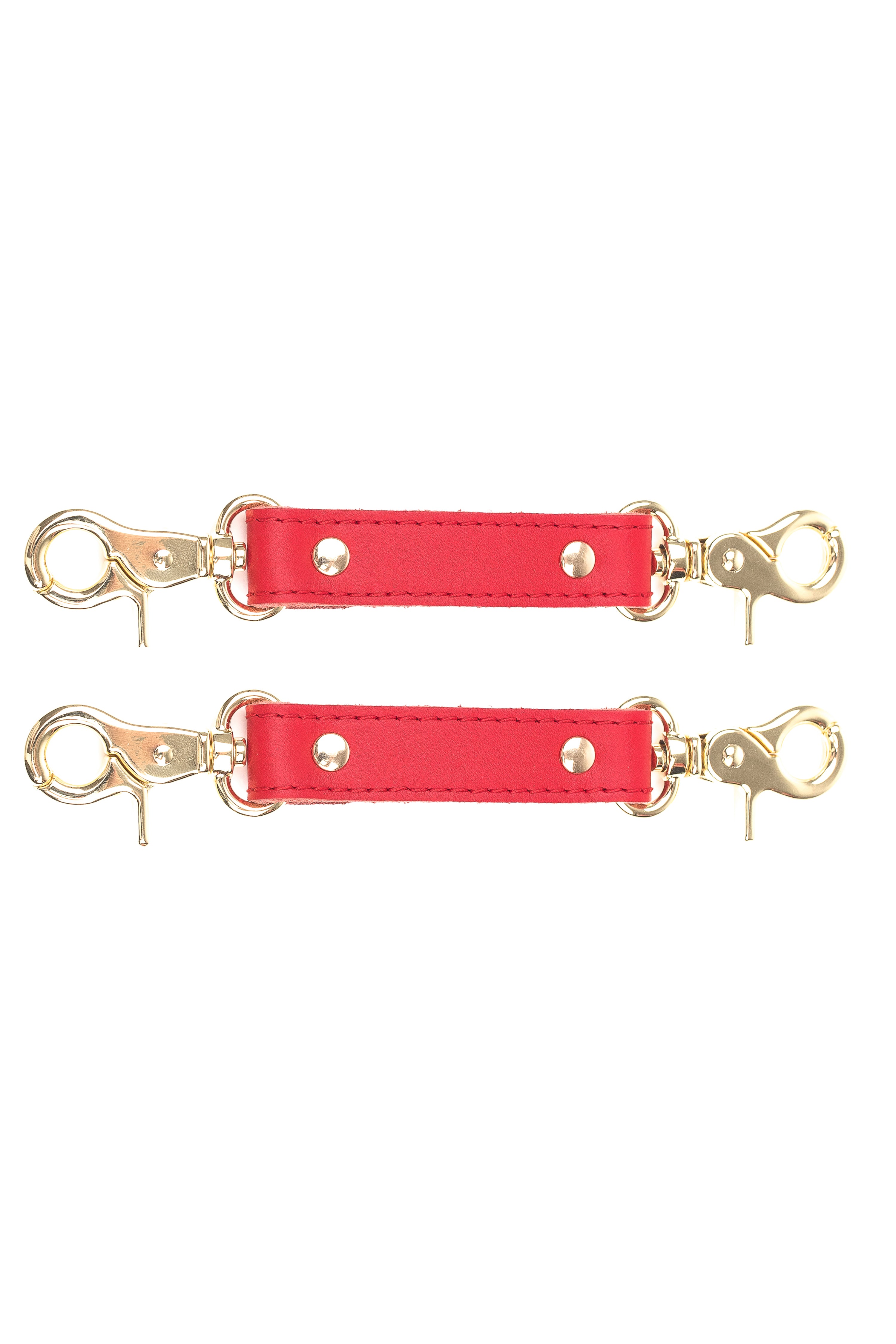 2-Way Leather Connector. Set of 2 Short Straps for Fixation Reinforced Steel