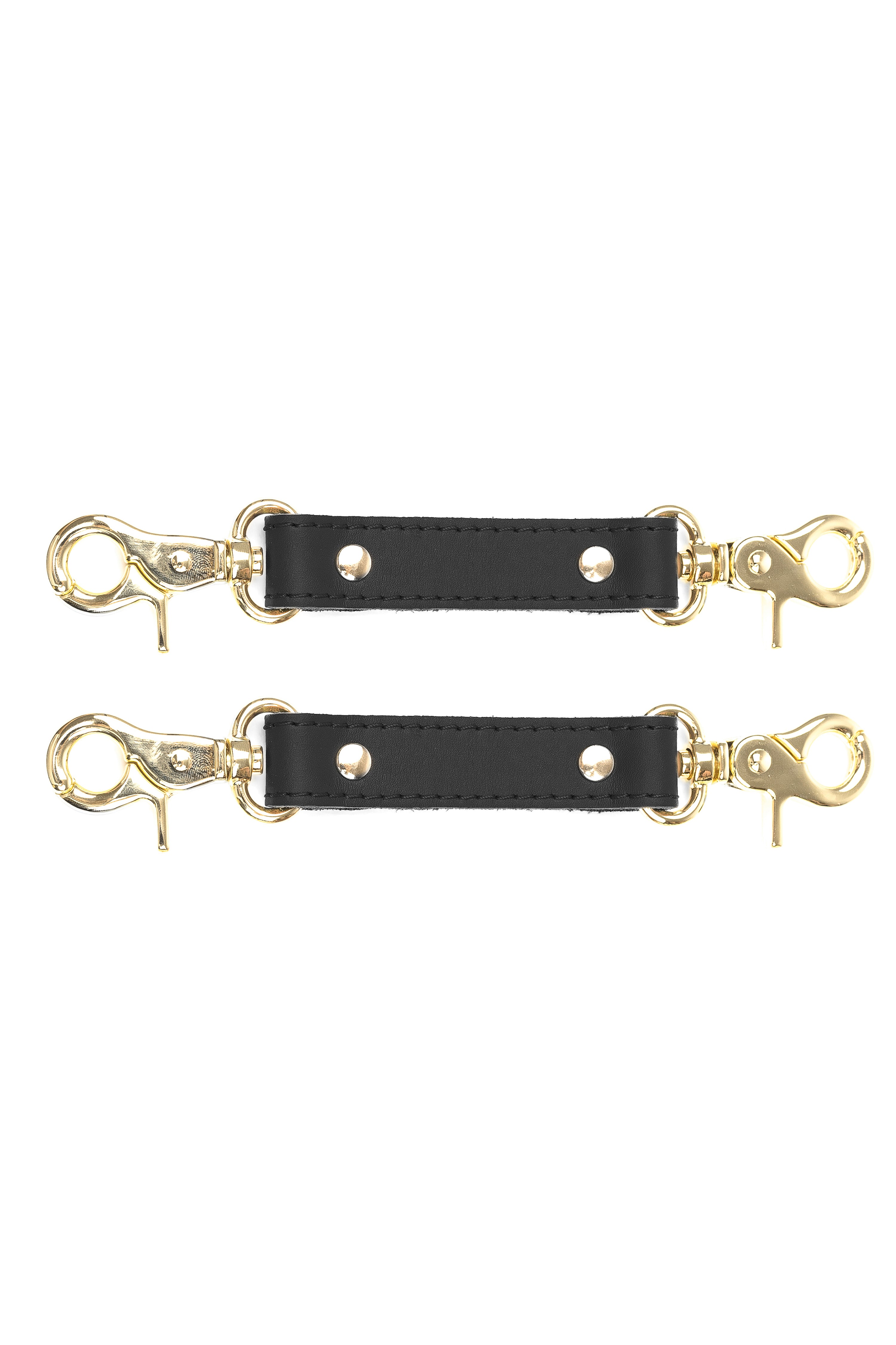 2-Way Leather Connector. Set of 2 Short Straps for Fixation Reinforced Steel