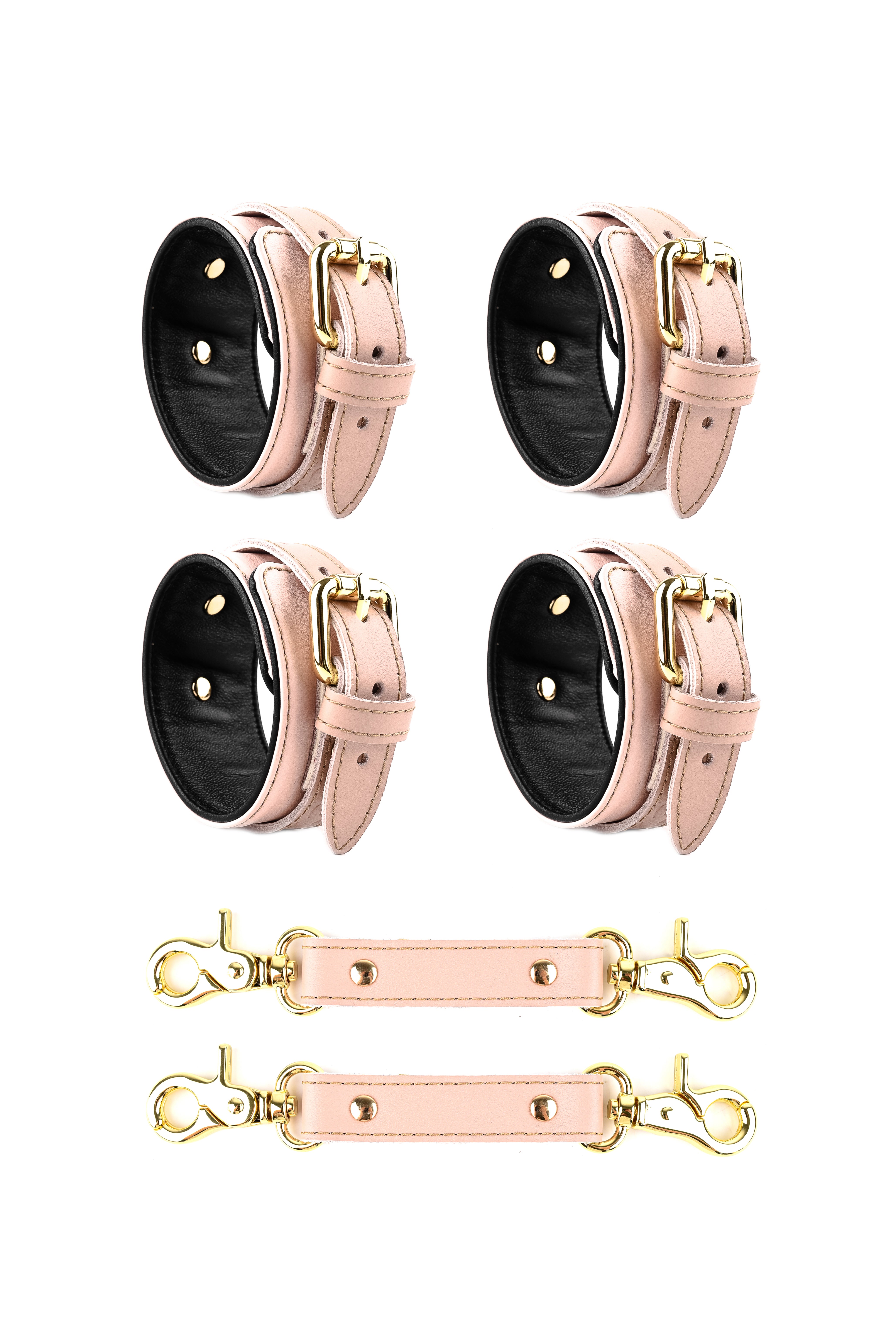 2 in 1 Hand and Ankle cuffs Leather Set. 10 colors