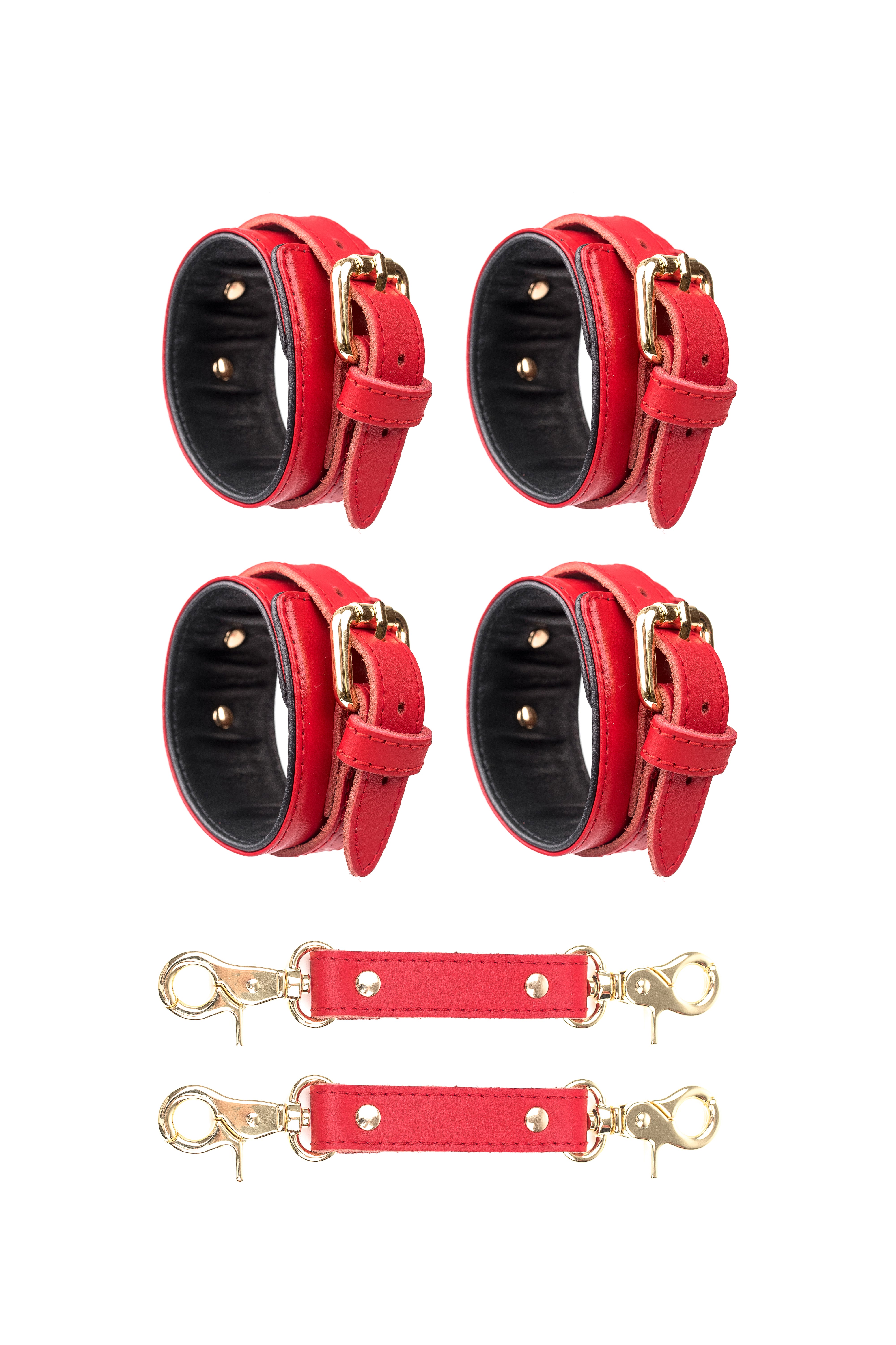 2 in 1 Hand and Ankle cuffs Leather Set. 10 colors