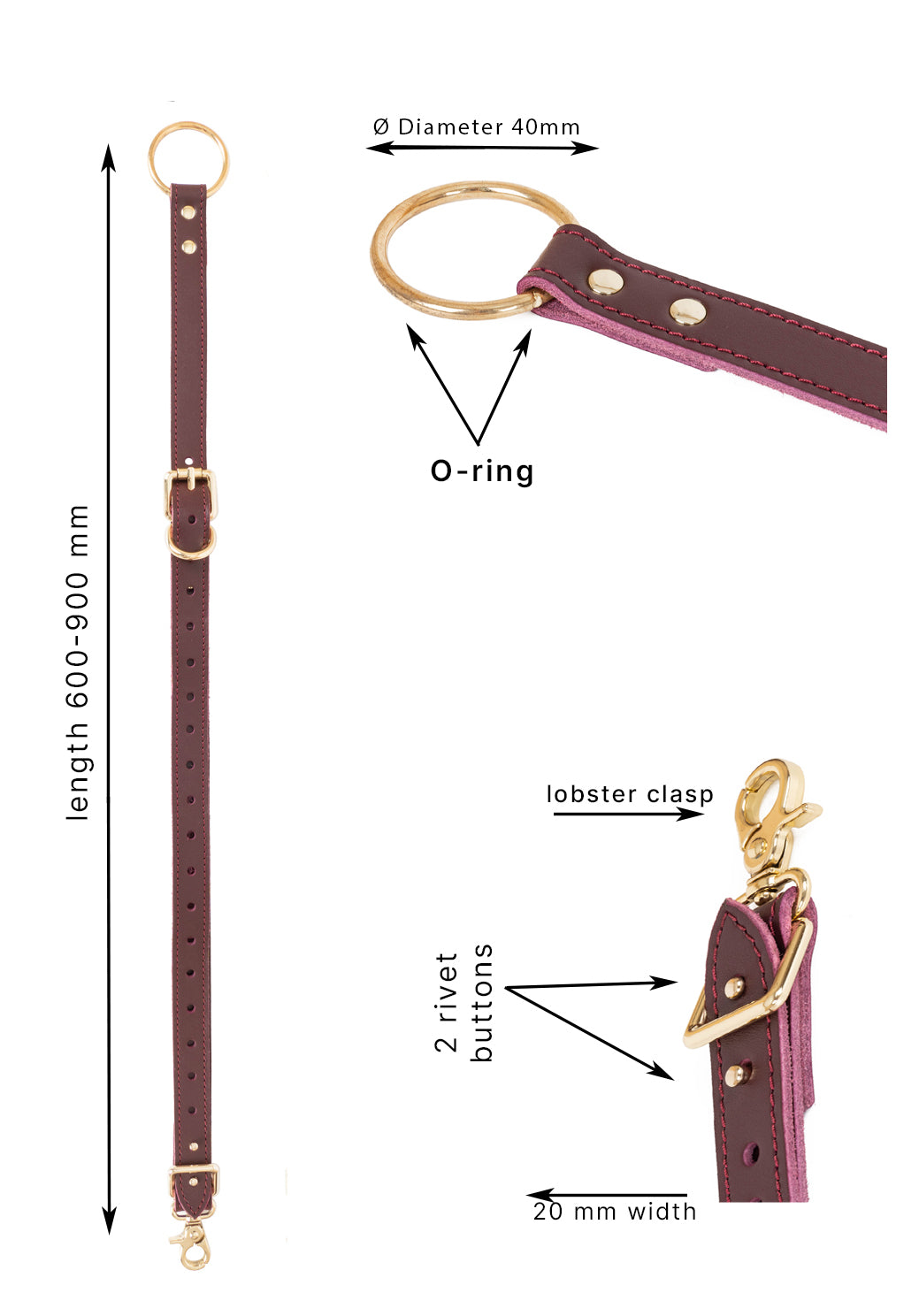 Set of 4 Bed Restraints with O-ring and Lobster clasp, Adjustable connectors