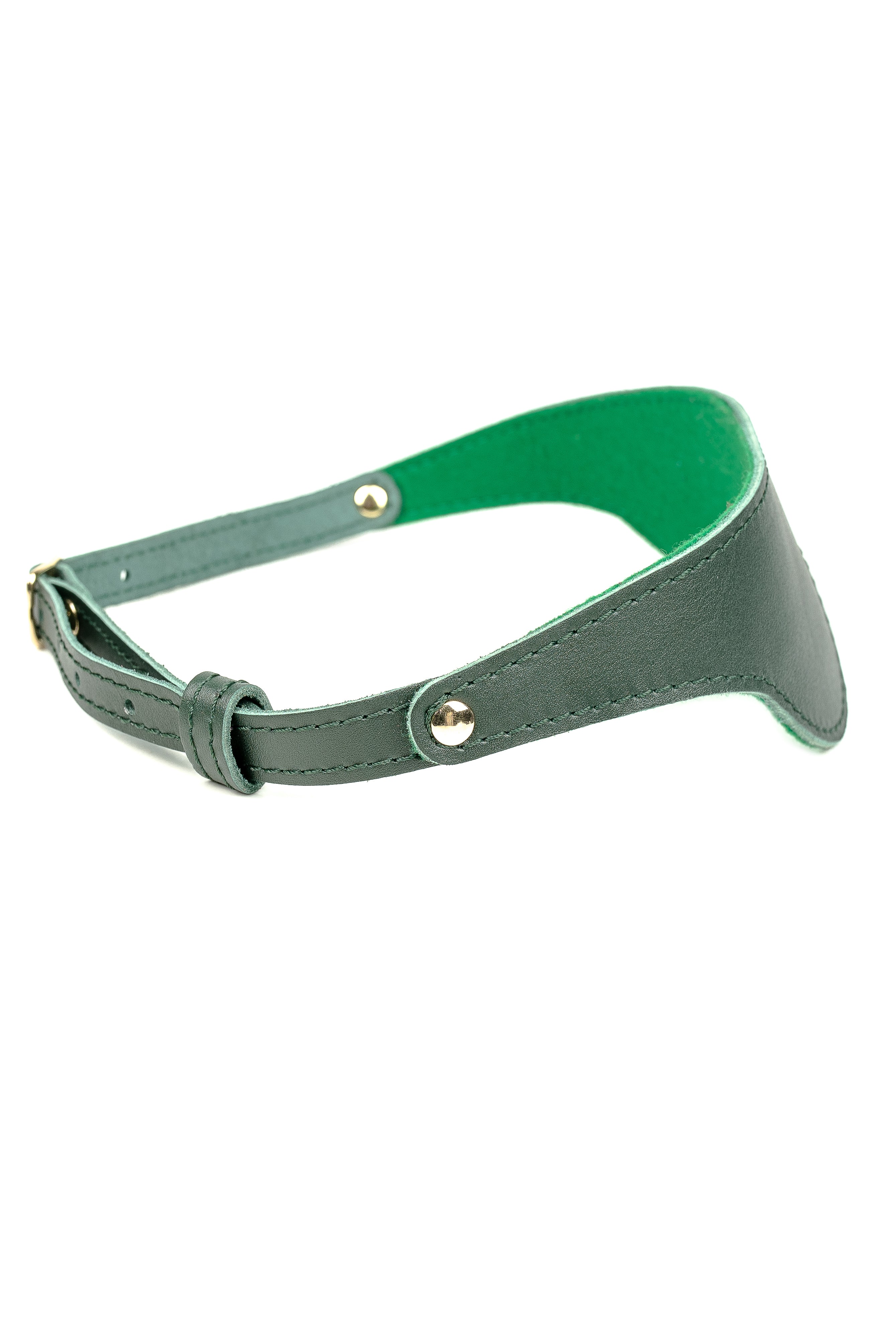 Midnight Green Leather BDSM blindfold, BDSM eye mask