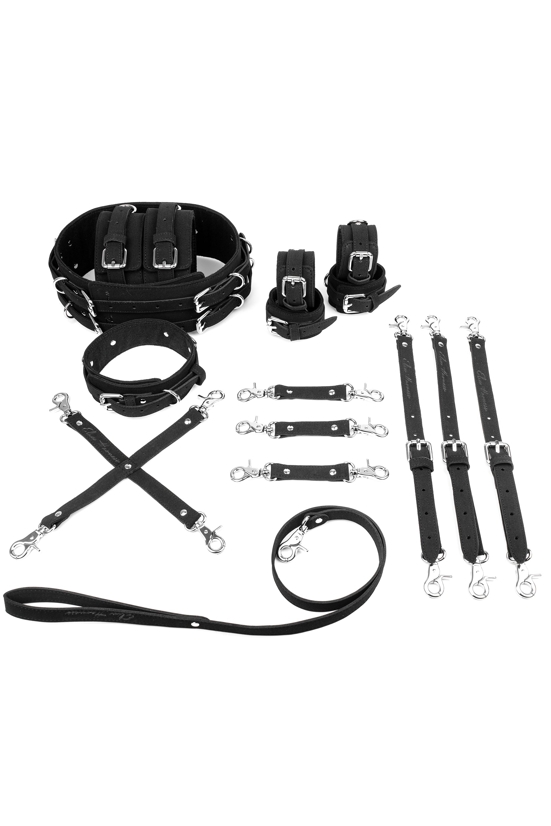Neoprene 7 in 1 Vegan Leather Harness Bondage Set. 5 colors