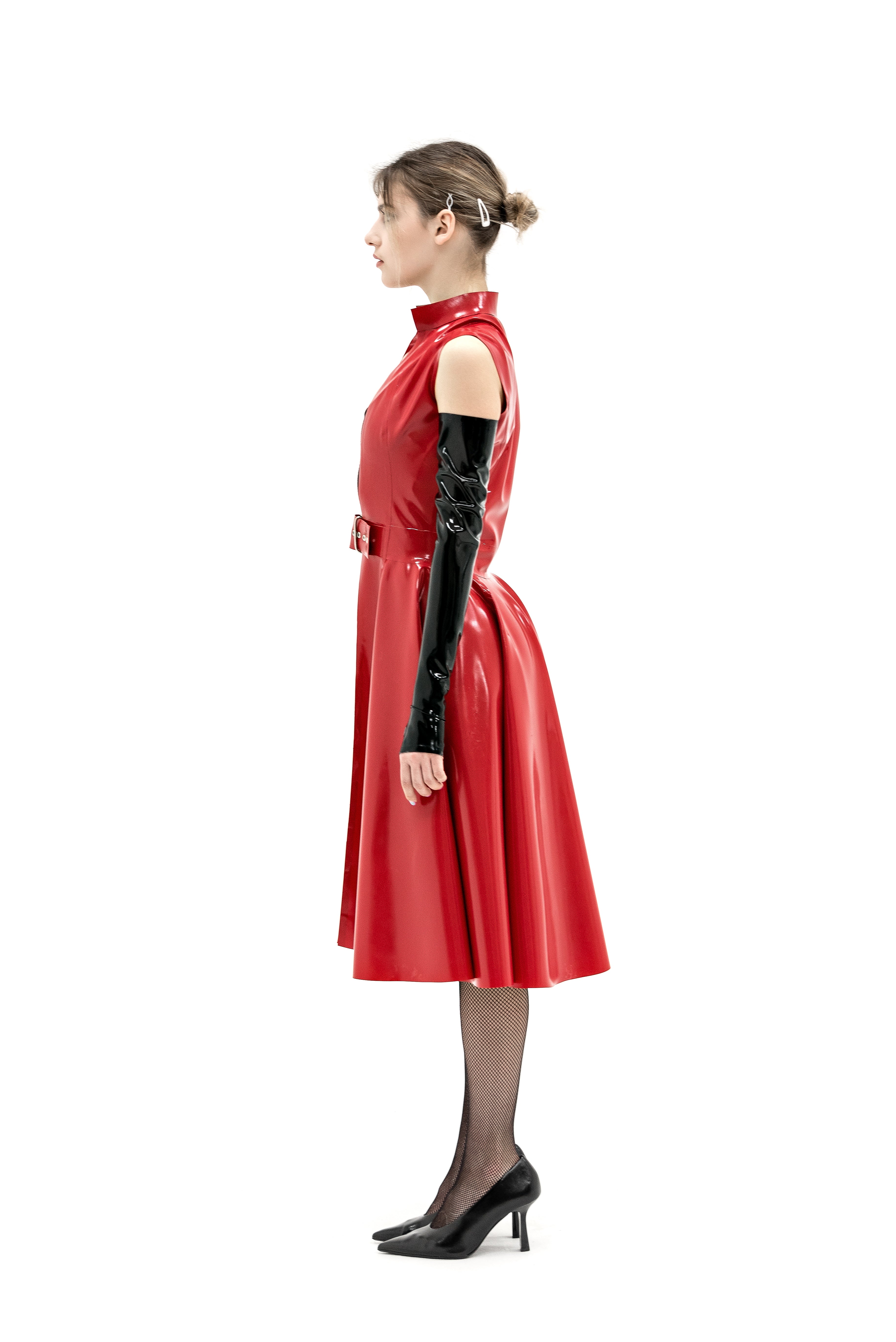 Latex Cape, Sleeveless Cloak. Red