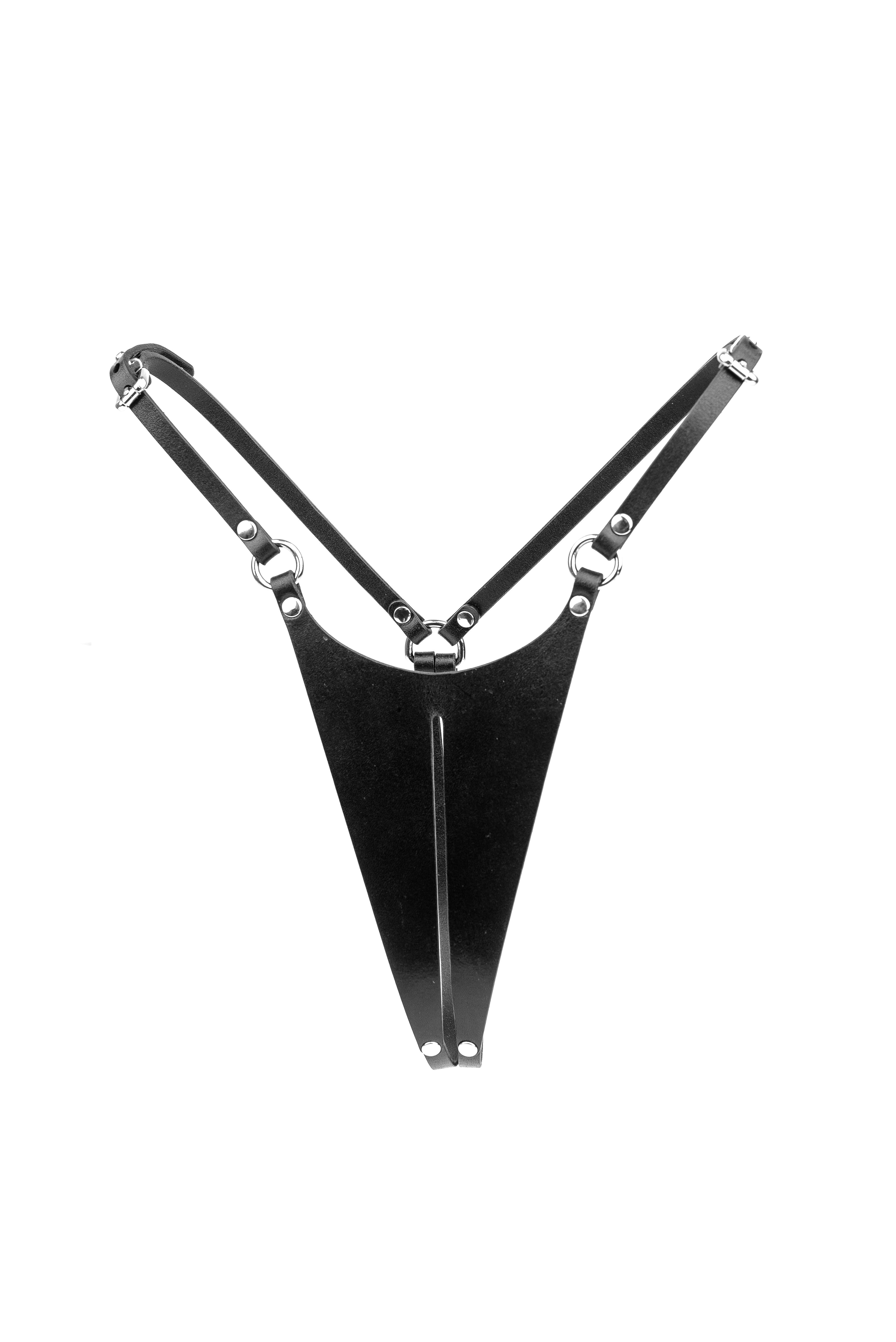 Infinity Open-crotch Leather Panties. Black