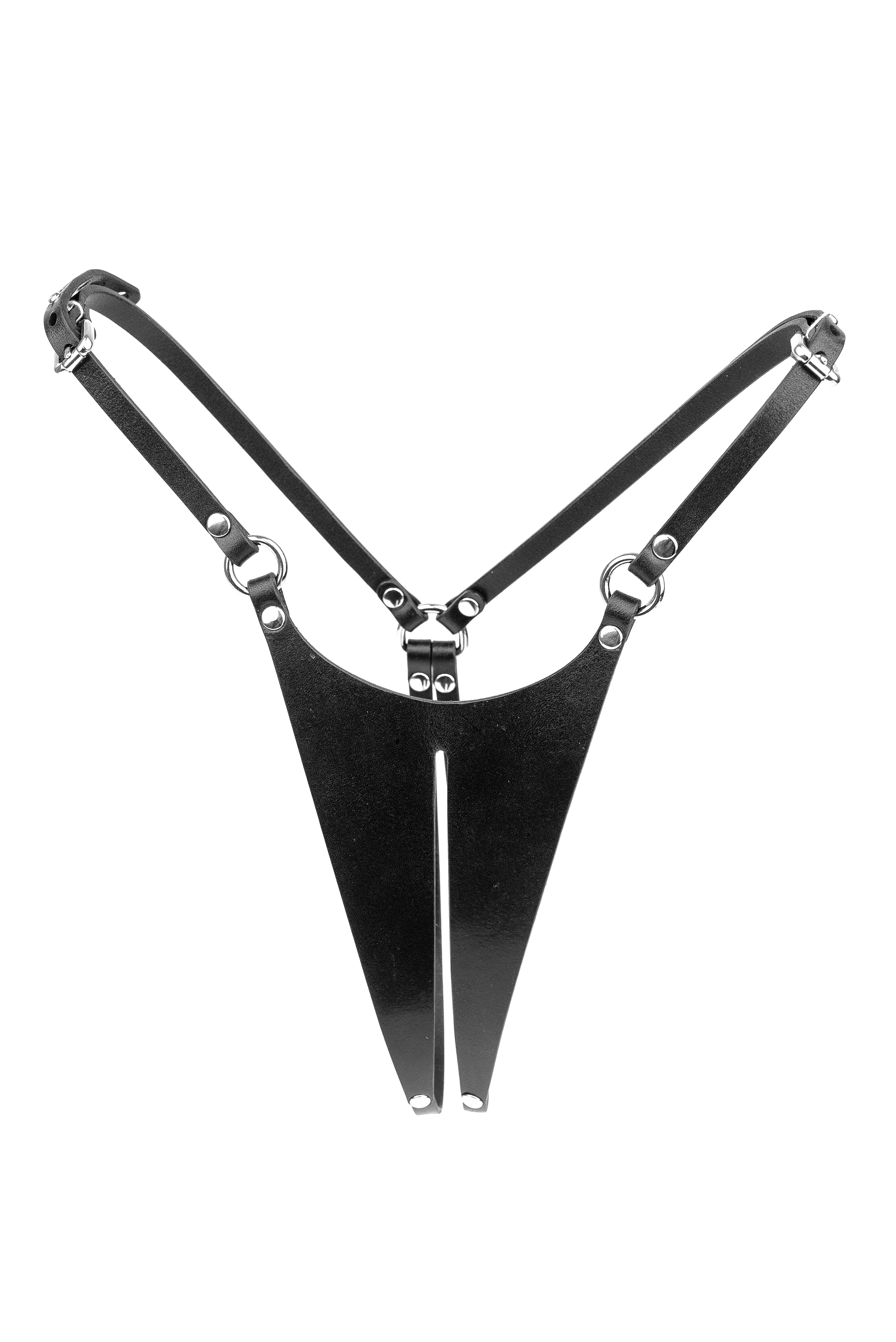 Infinity Open-crotch Leather Panties. Black