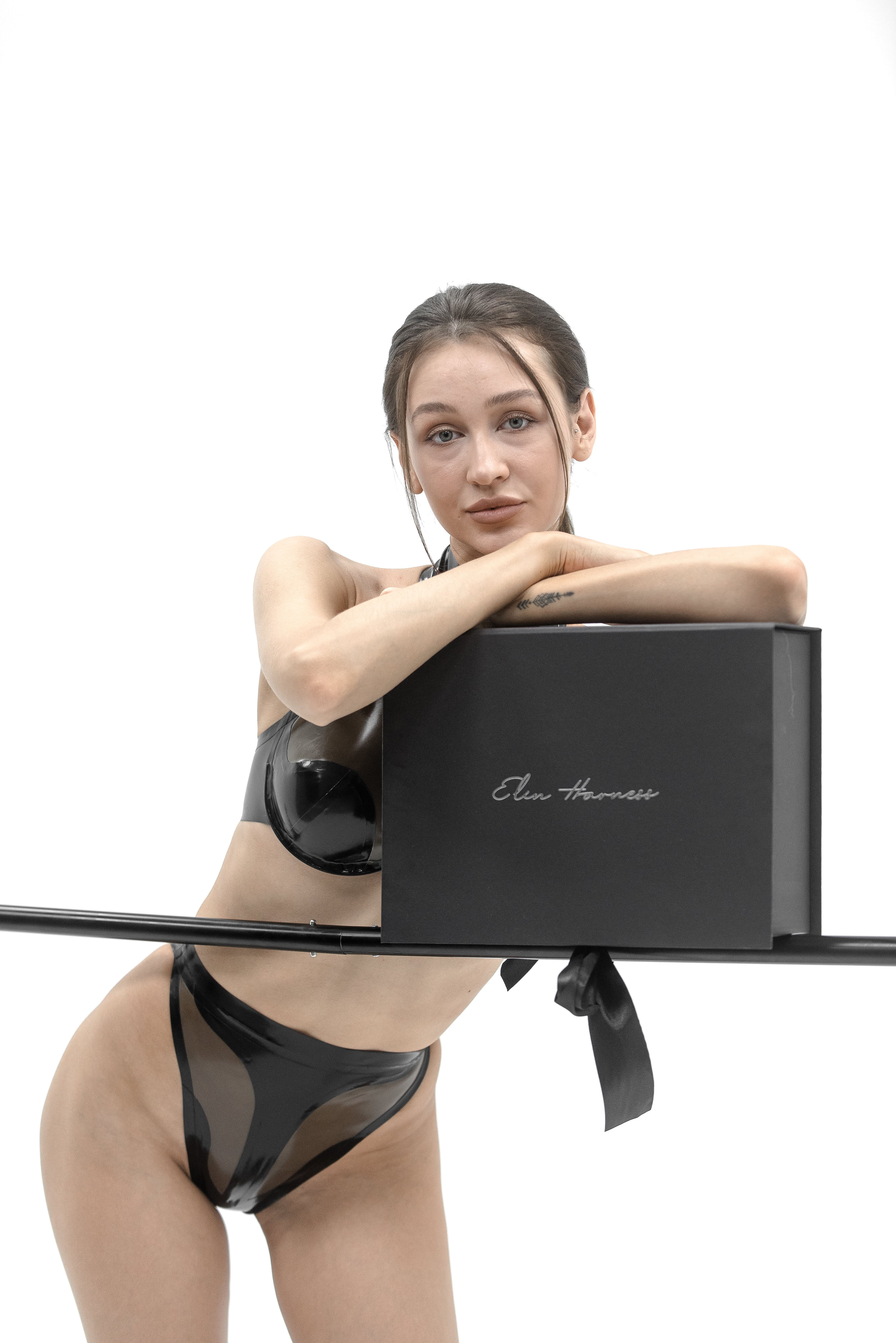 Latex lingerie: Halter Bra + High-Waisted Panties