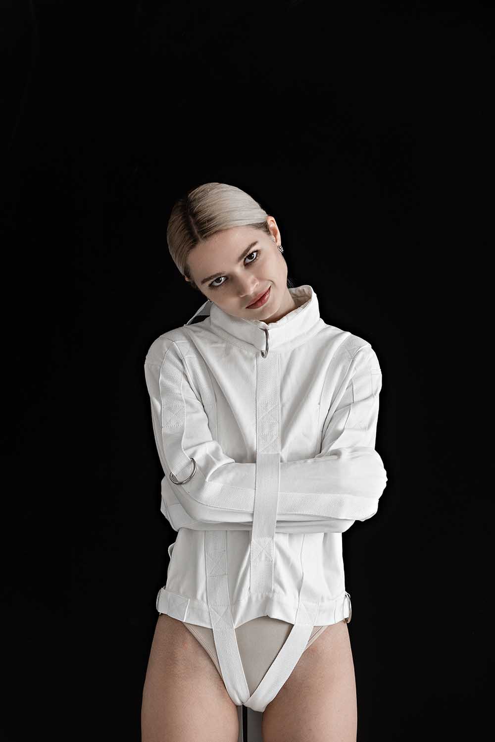 Cotton Straitjacket with Steel Buckles. White