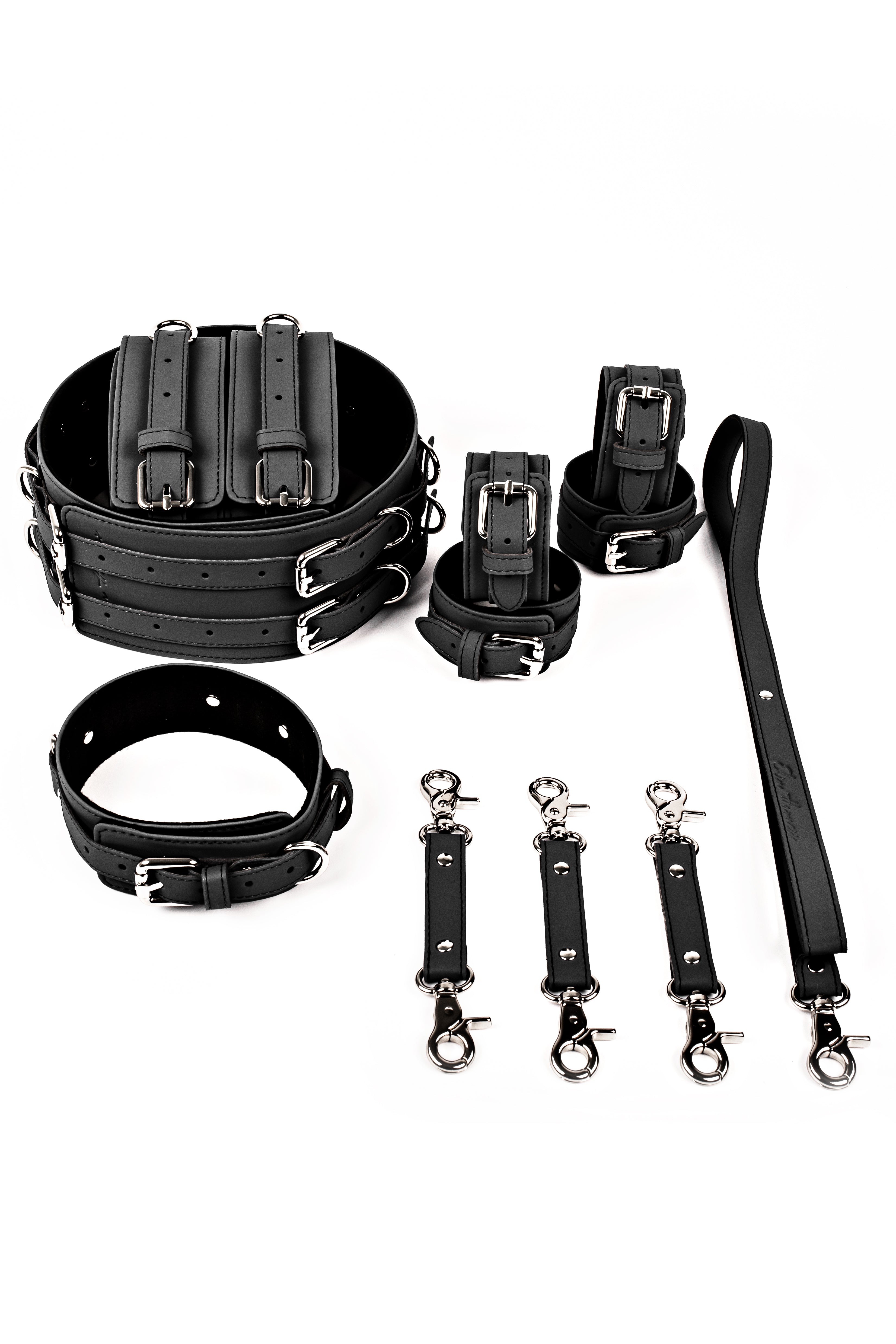 Neoprene 5 in 1 Vegan Leather Harness Bondage Set. 5 colors