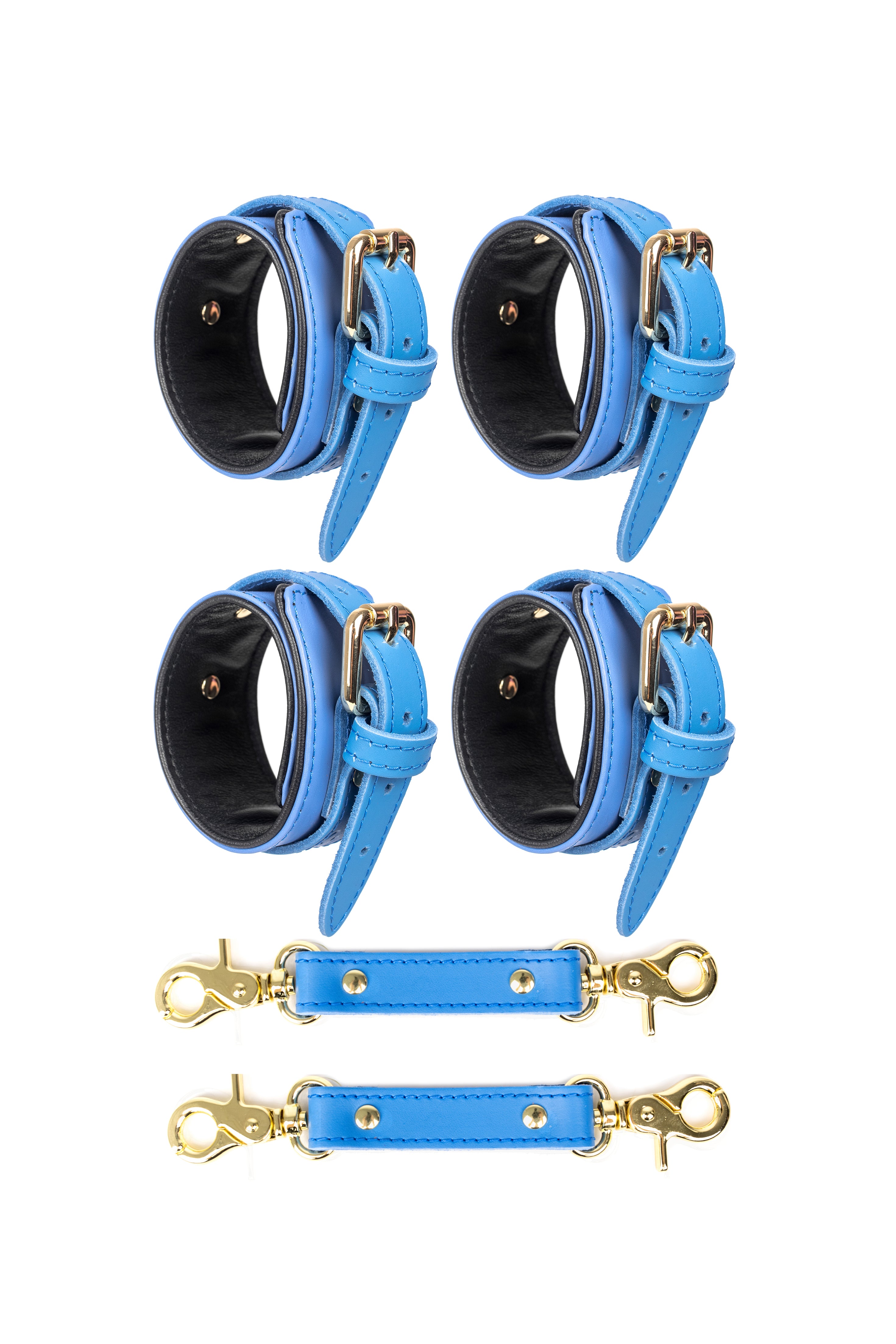 2 in 1 Hand and Ankle cuffs Leather Set. 10 colors