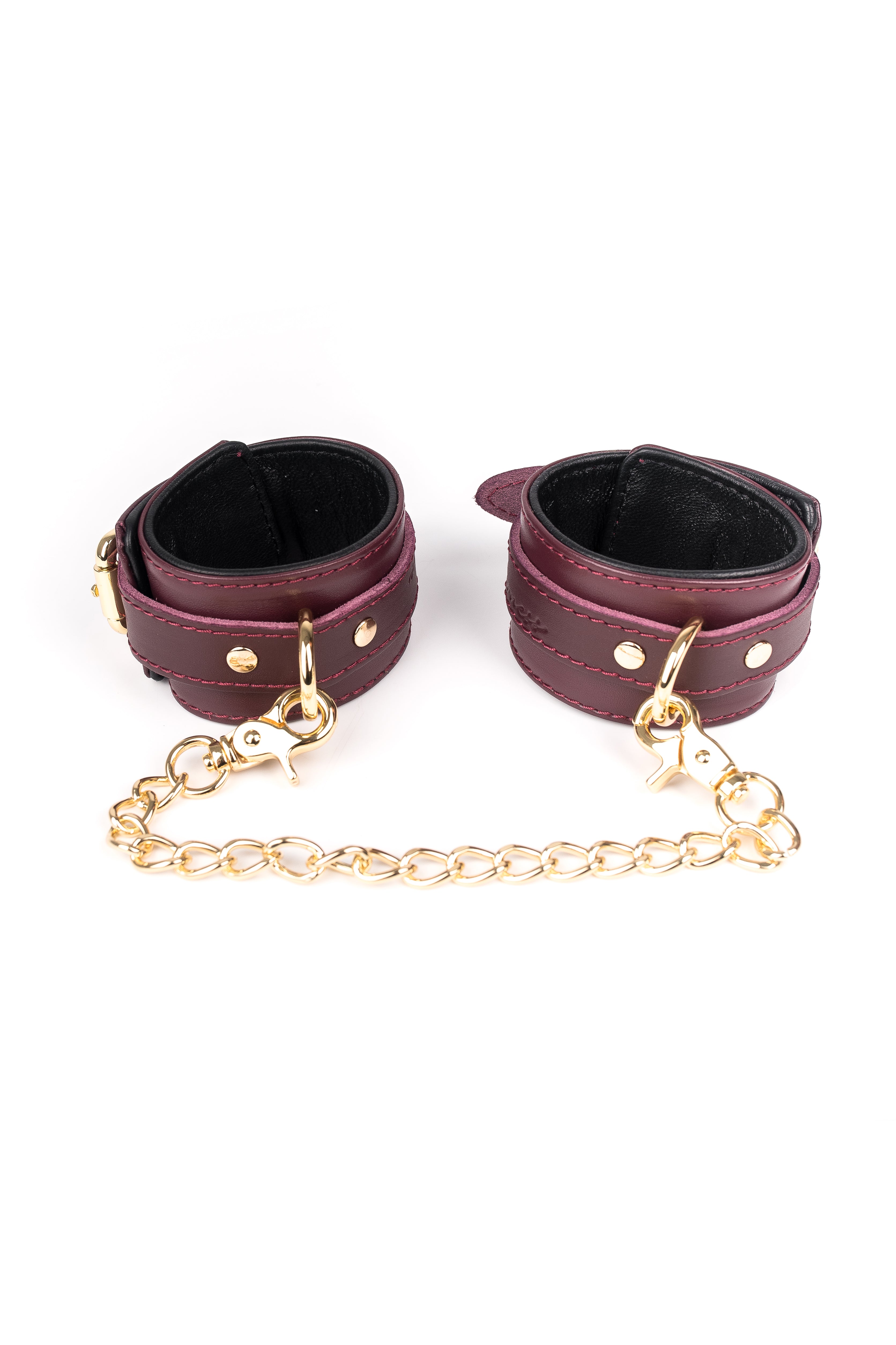 Leather Handcuffs, Ankle cuffs, Restraint Bondage with standard chain connector