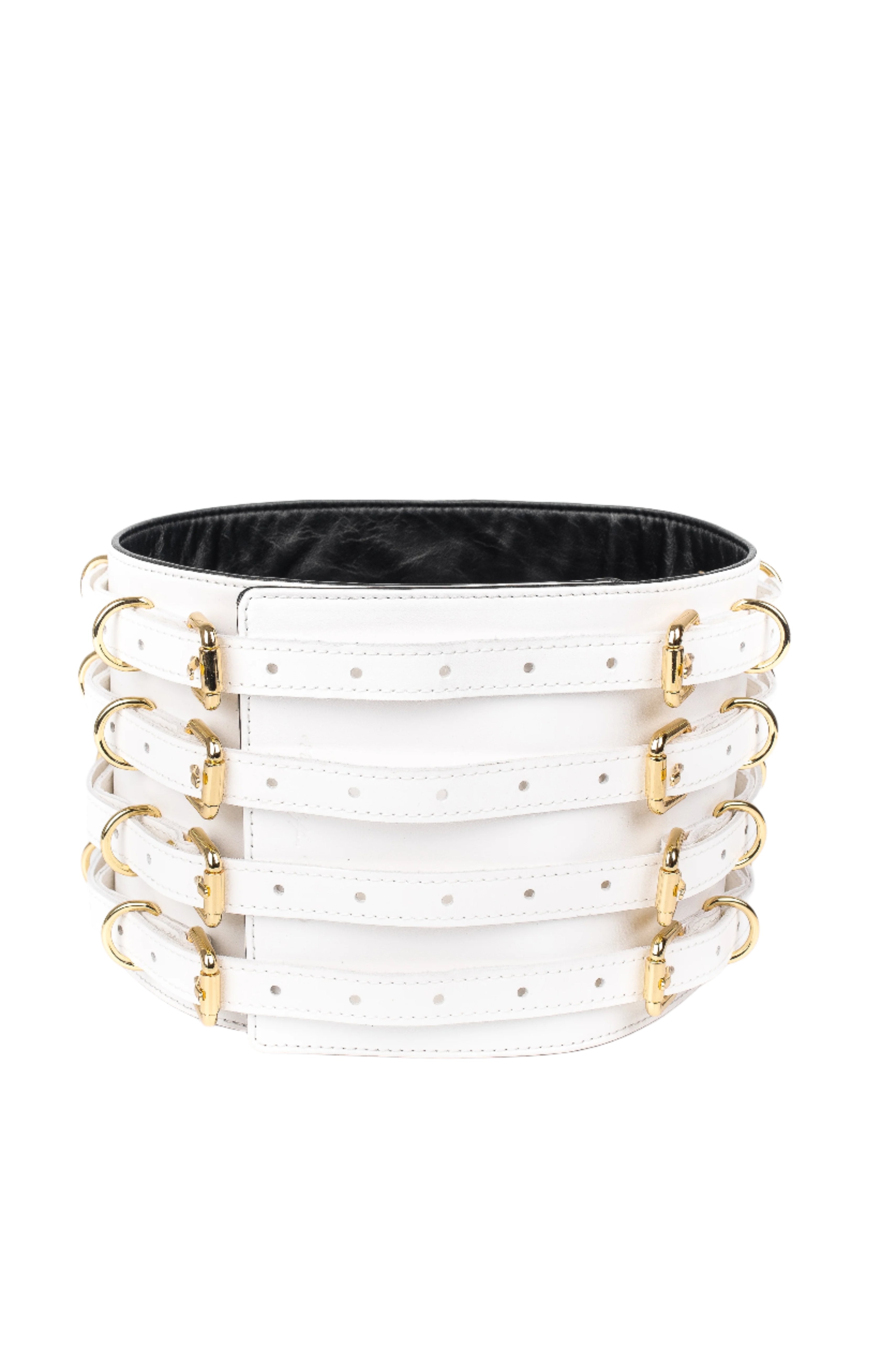 Wide waist belt with 4 adjustable straps. White