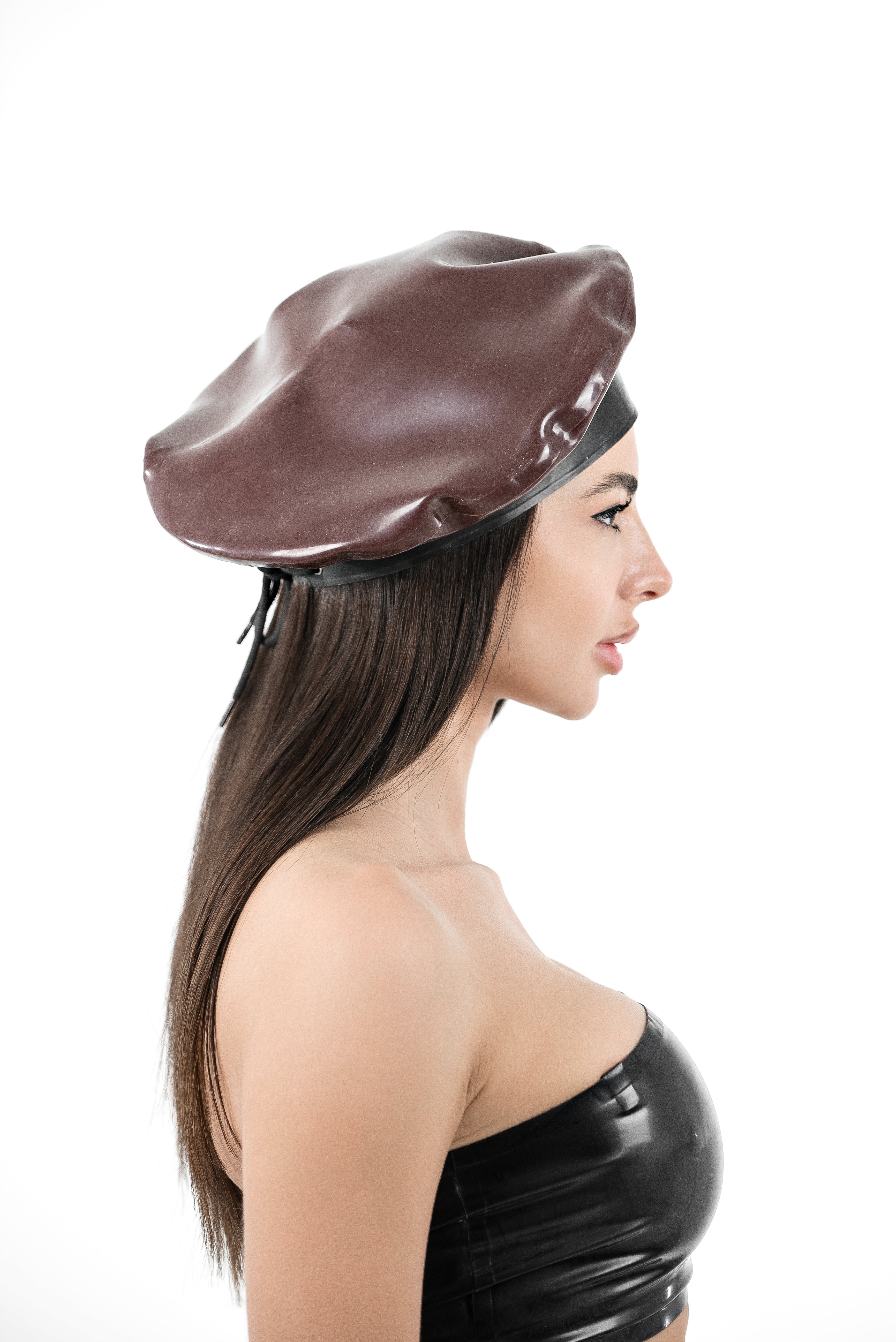 Latex Beret. Brown