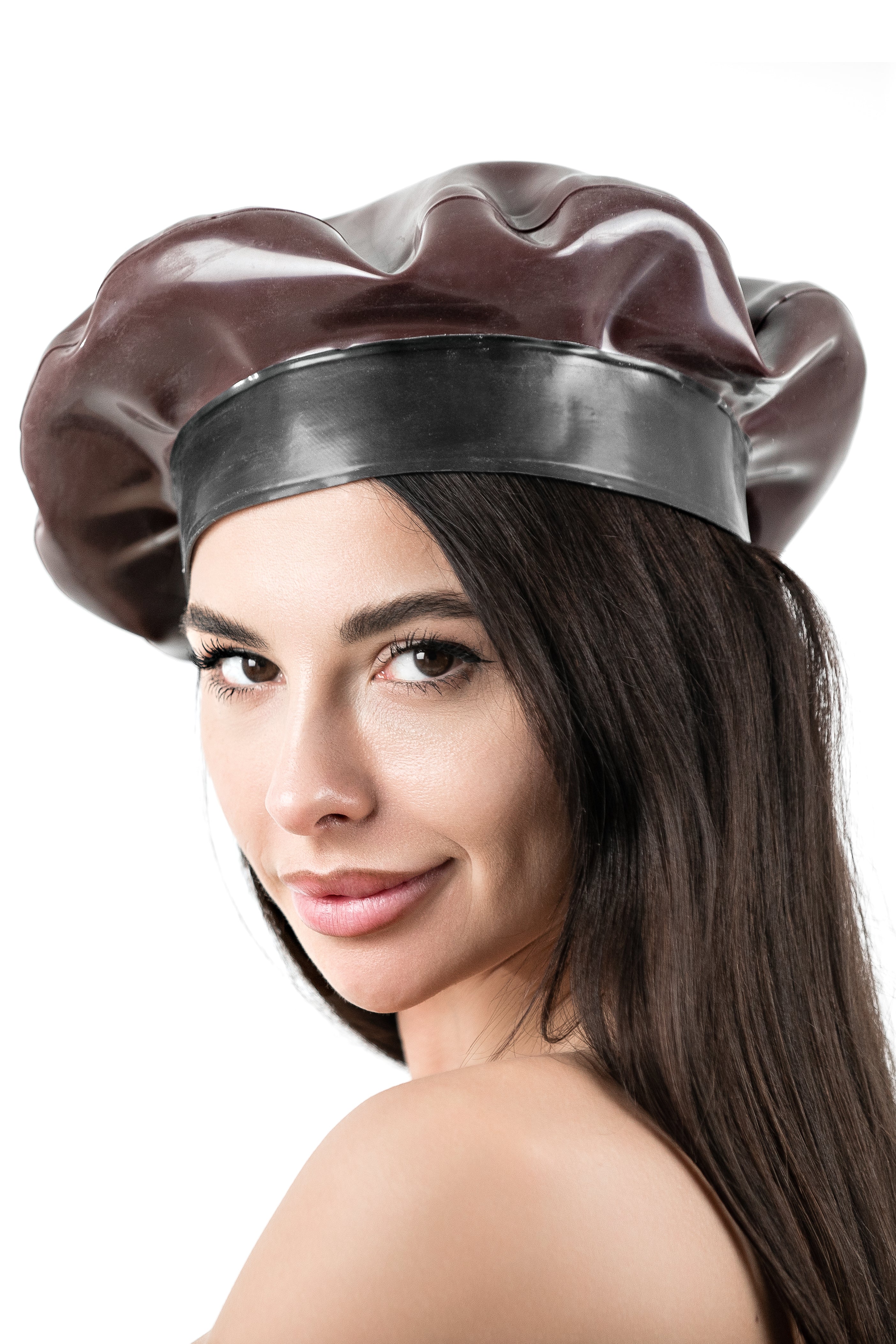 Latex Beret. Brown