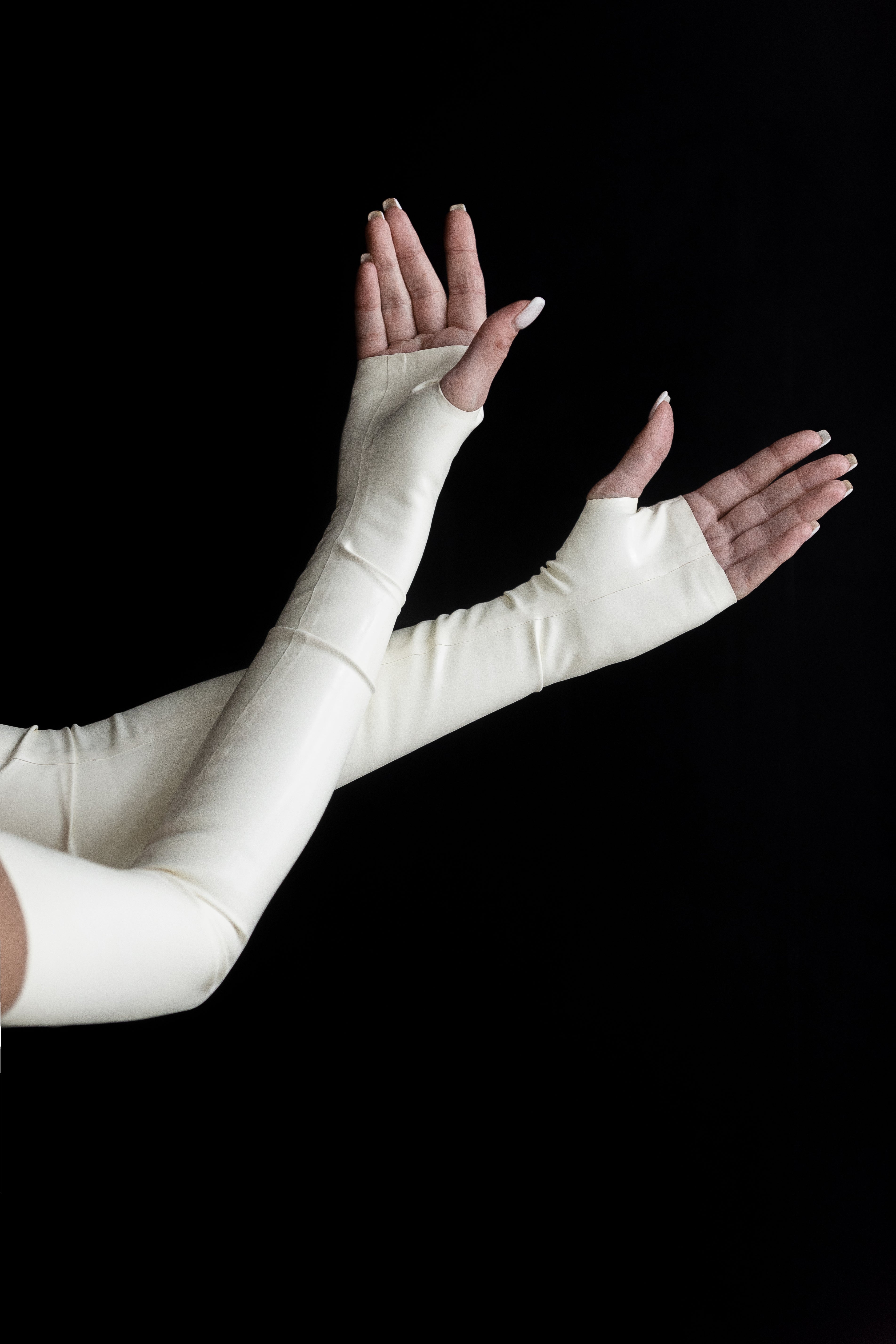 Latex Fingerless Long Gloves