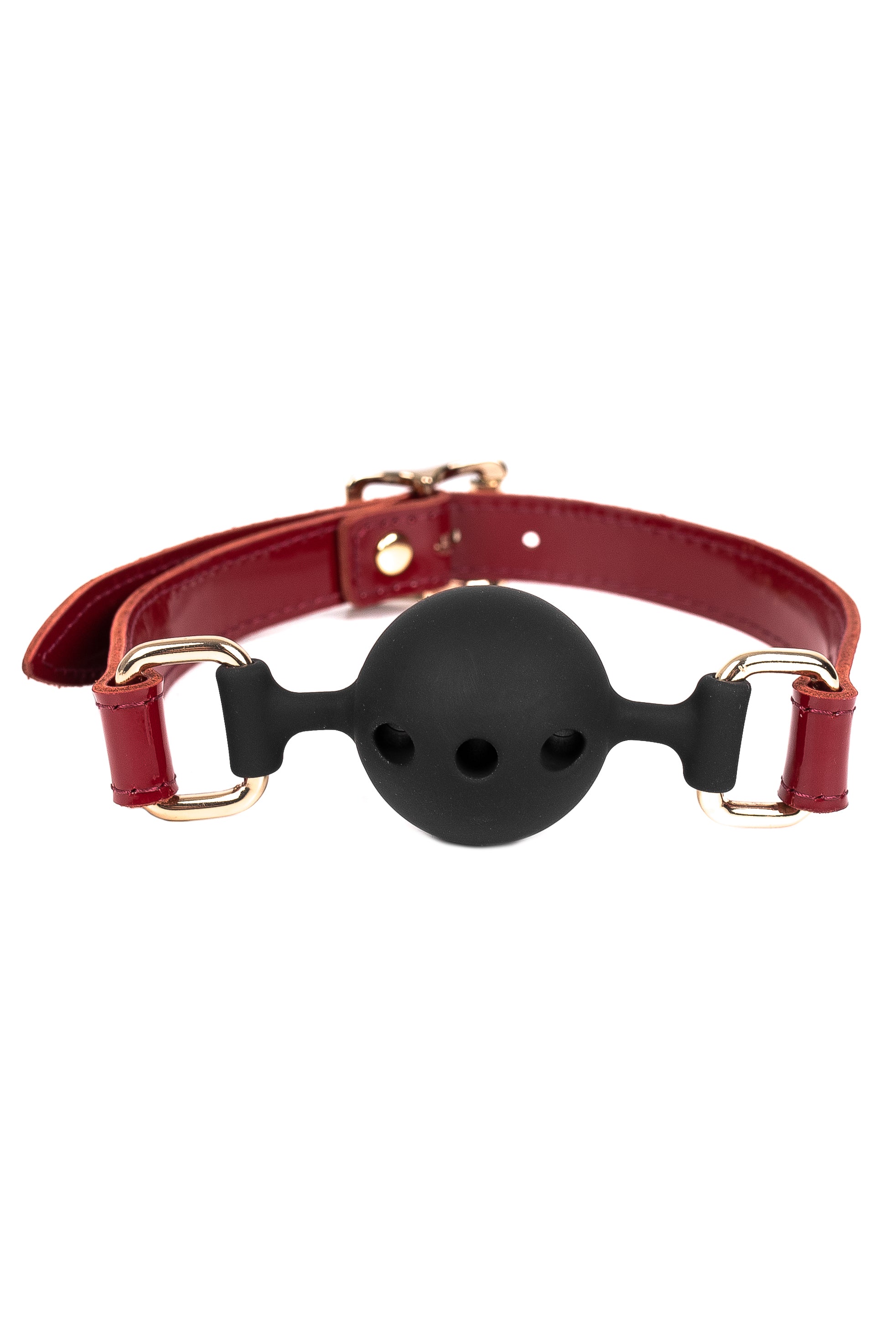 Soft Silicone Mouth Ball Gag. Lacquered Black