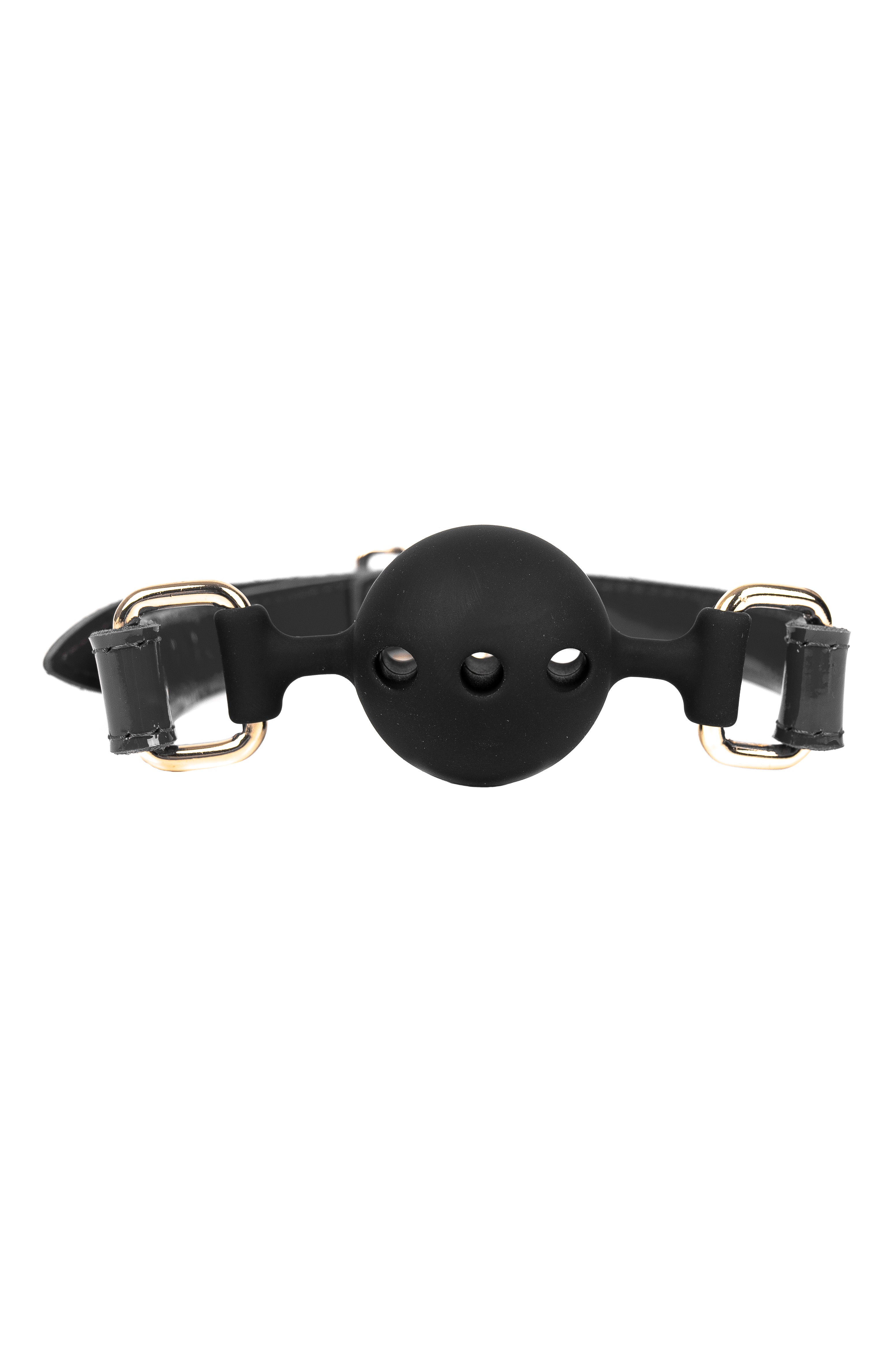 Soft Silicone Mouth Ball Gag. Lacquered Black