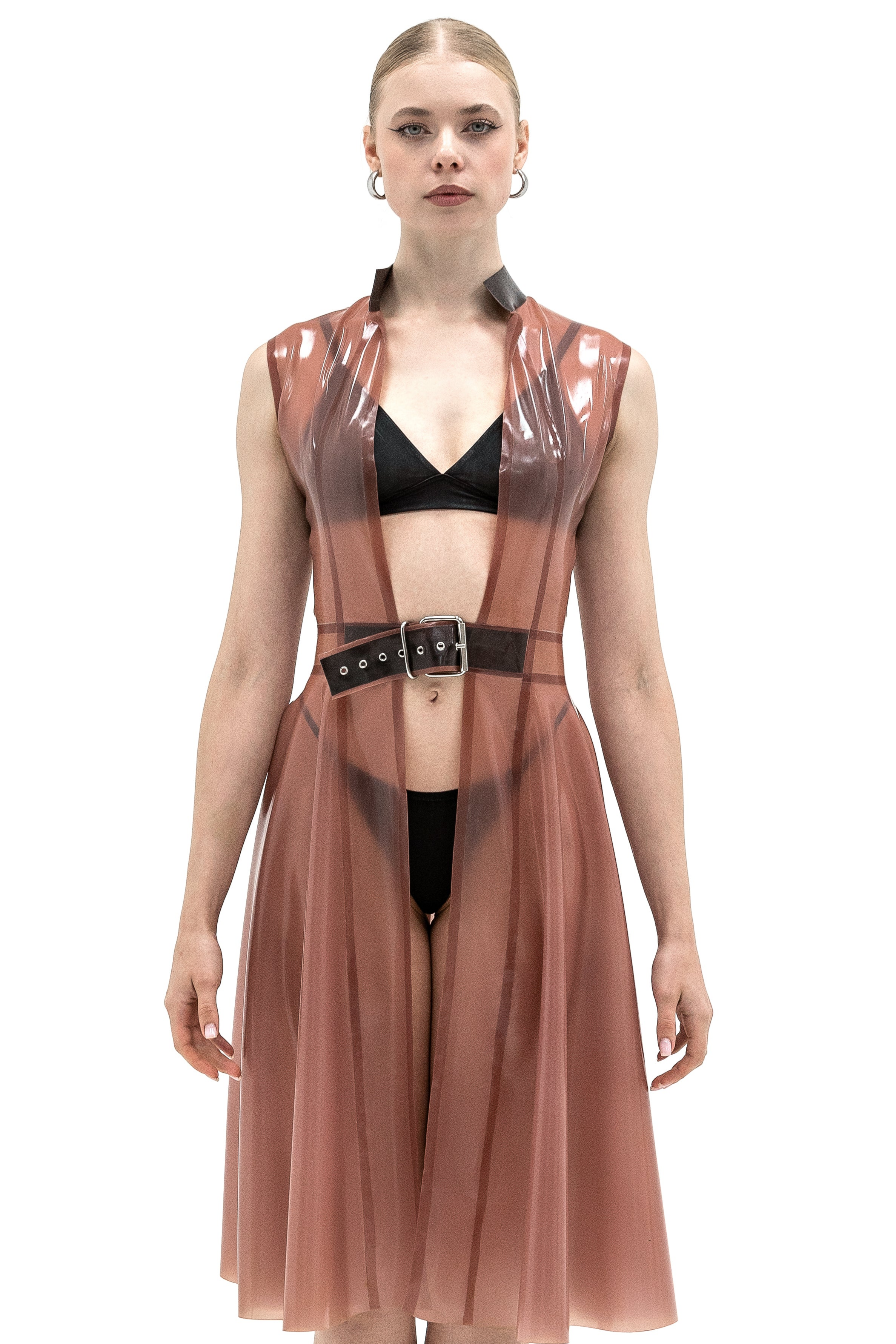 Latex Cape, Sleeveless Cloak. Red