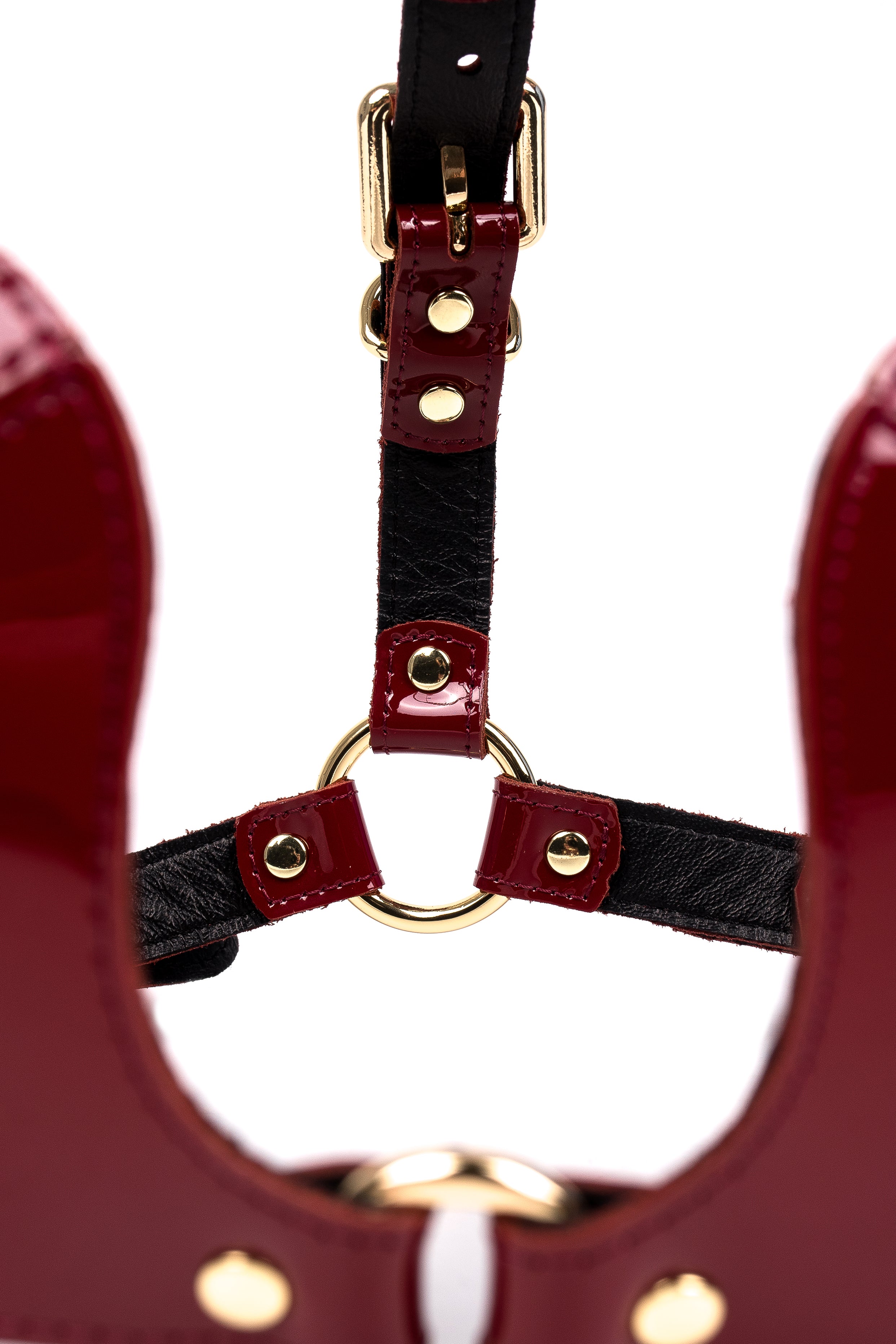 Freyja Leather Bra Lacquered. Burgundy