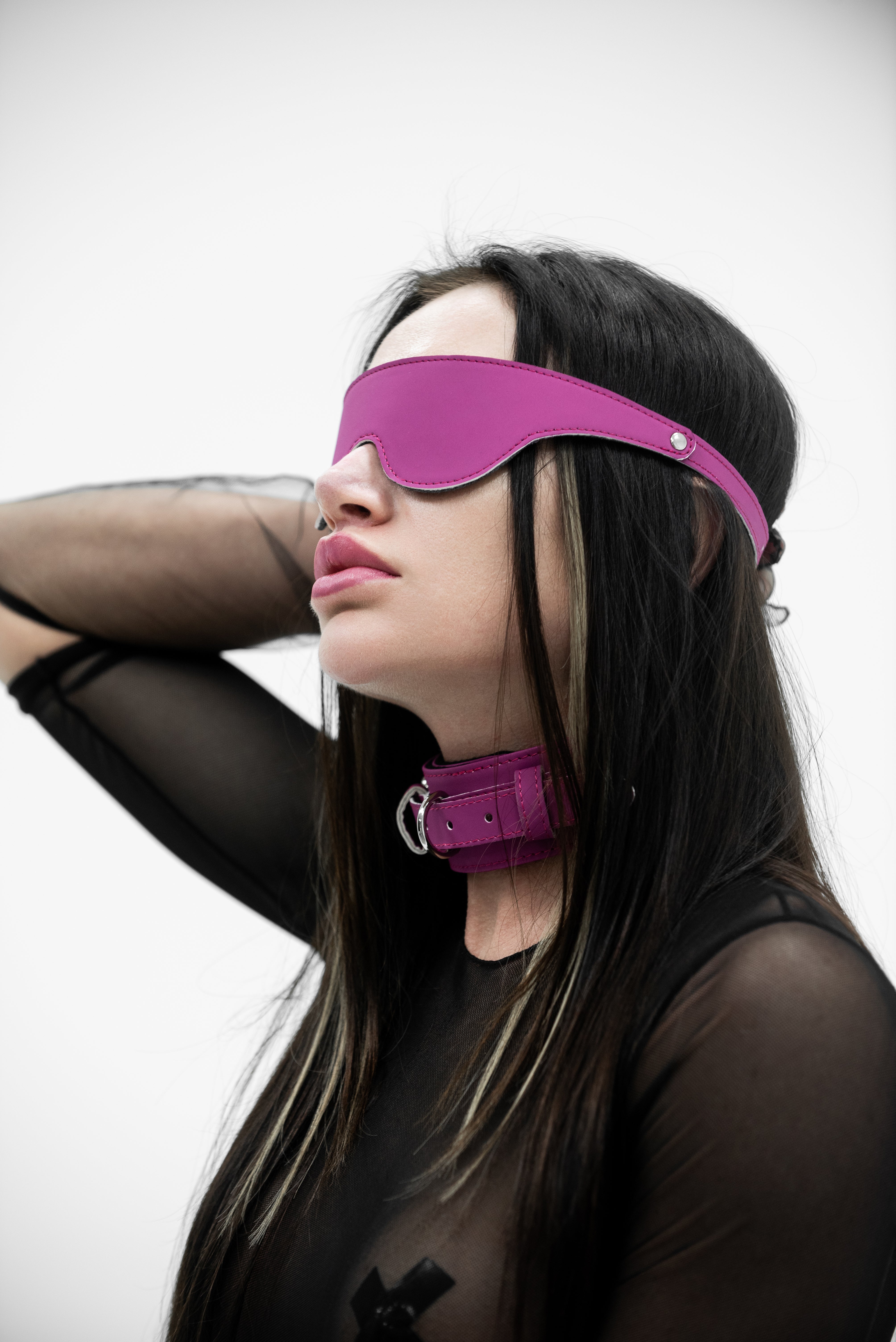 Neoprene Navy Blue Faux Leather BDSM blindfold, BDSM eye mask