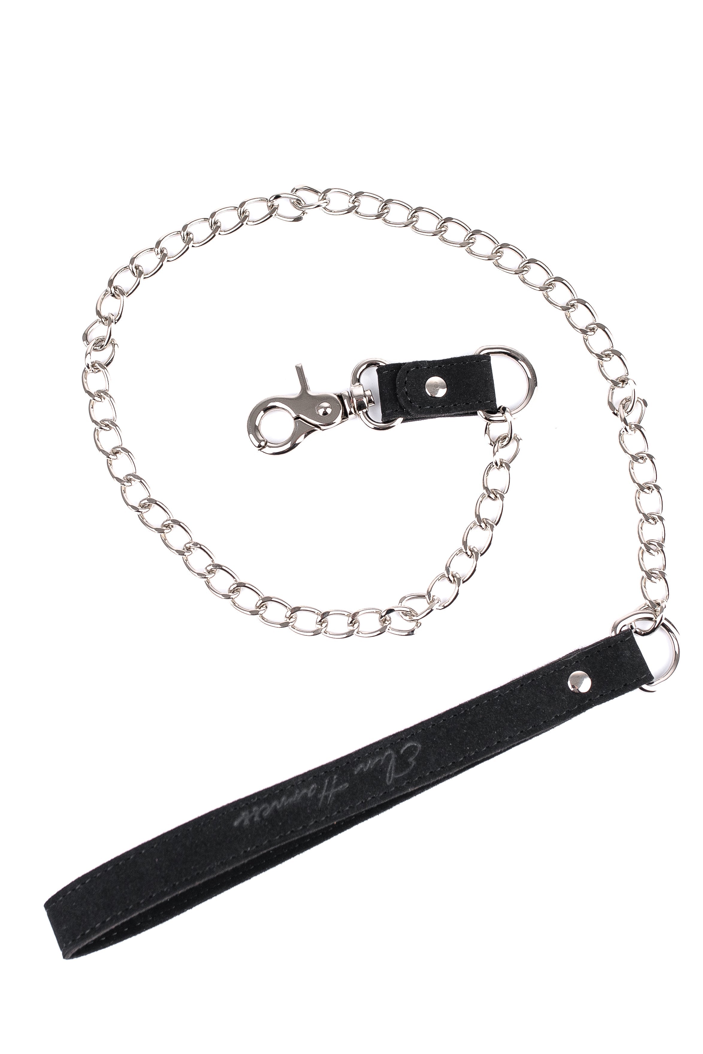 Neoprene Faux Leather Choker with Chain leash