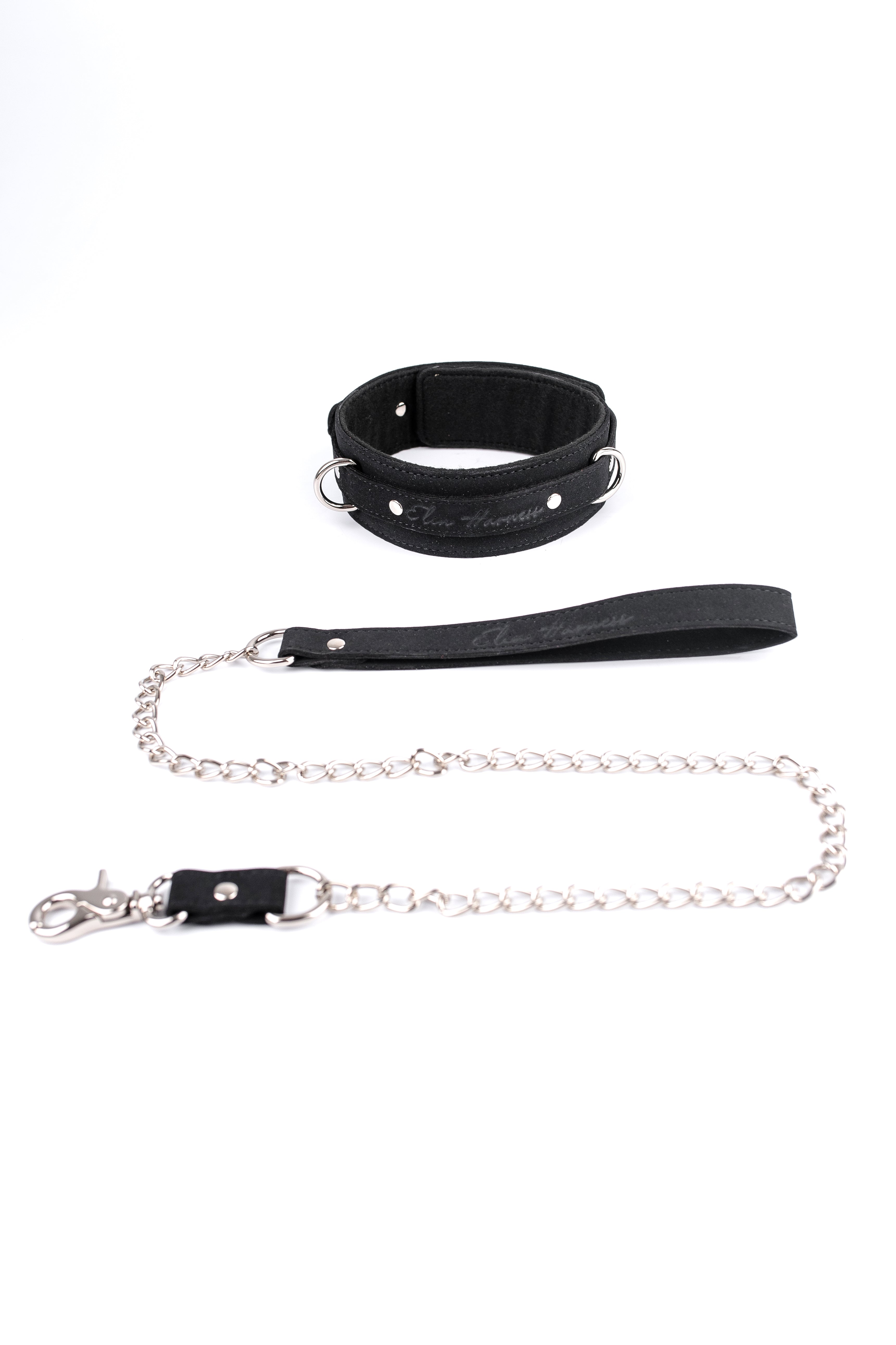 Neoprene Faux Leather Choker with Chain leash