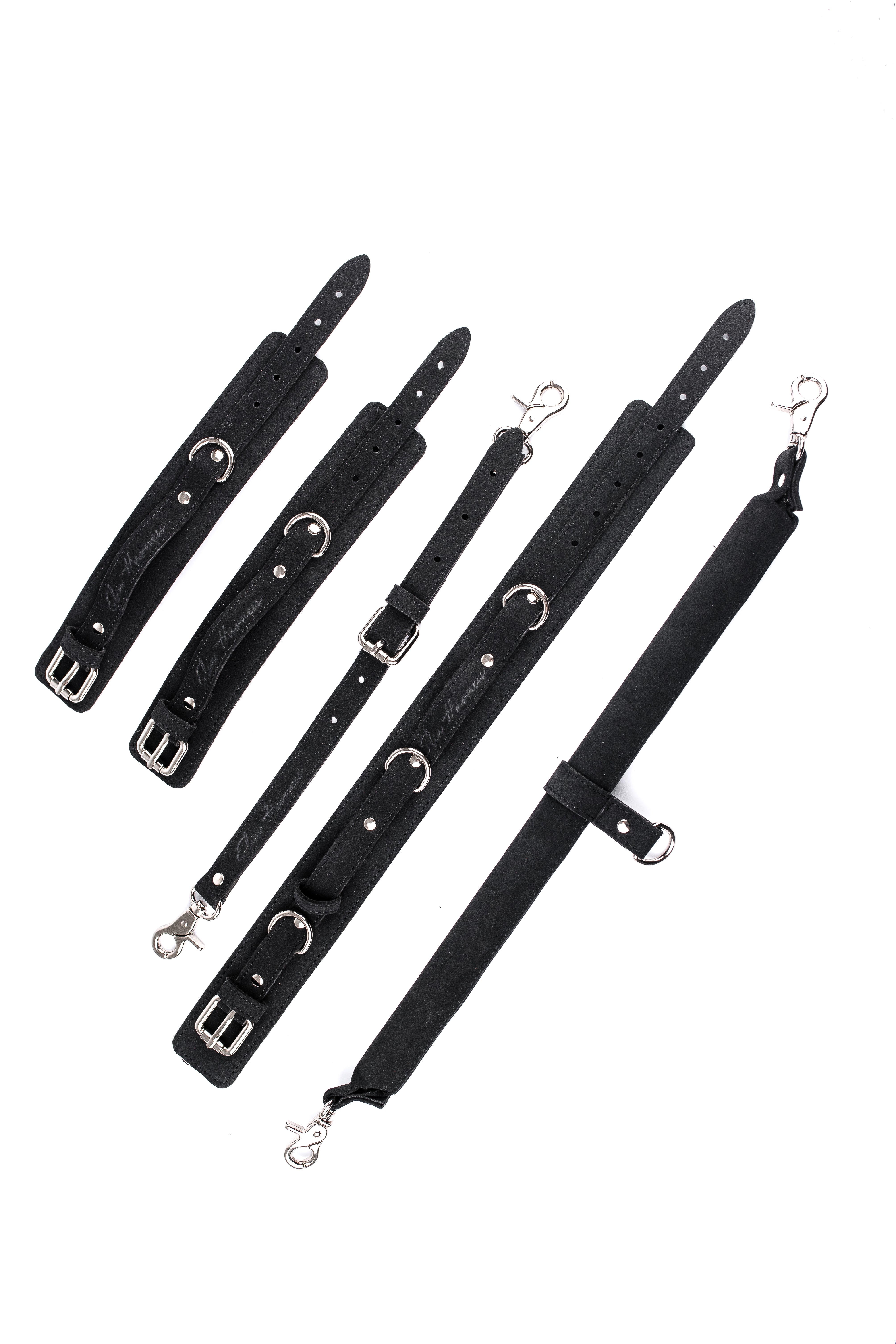 Neoprene Full Kit of 3 Point Faux Leather Spreader Bar with Cuffs and Collar