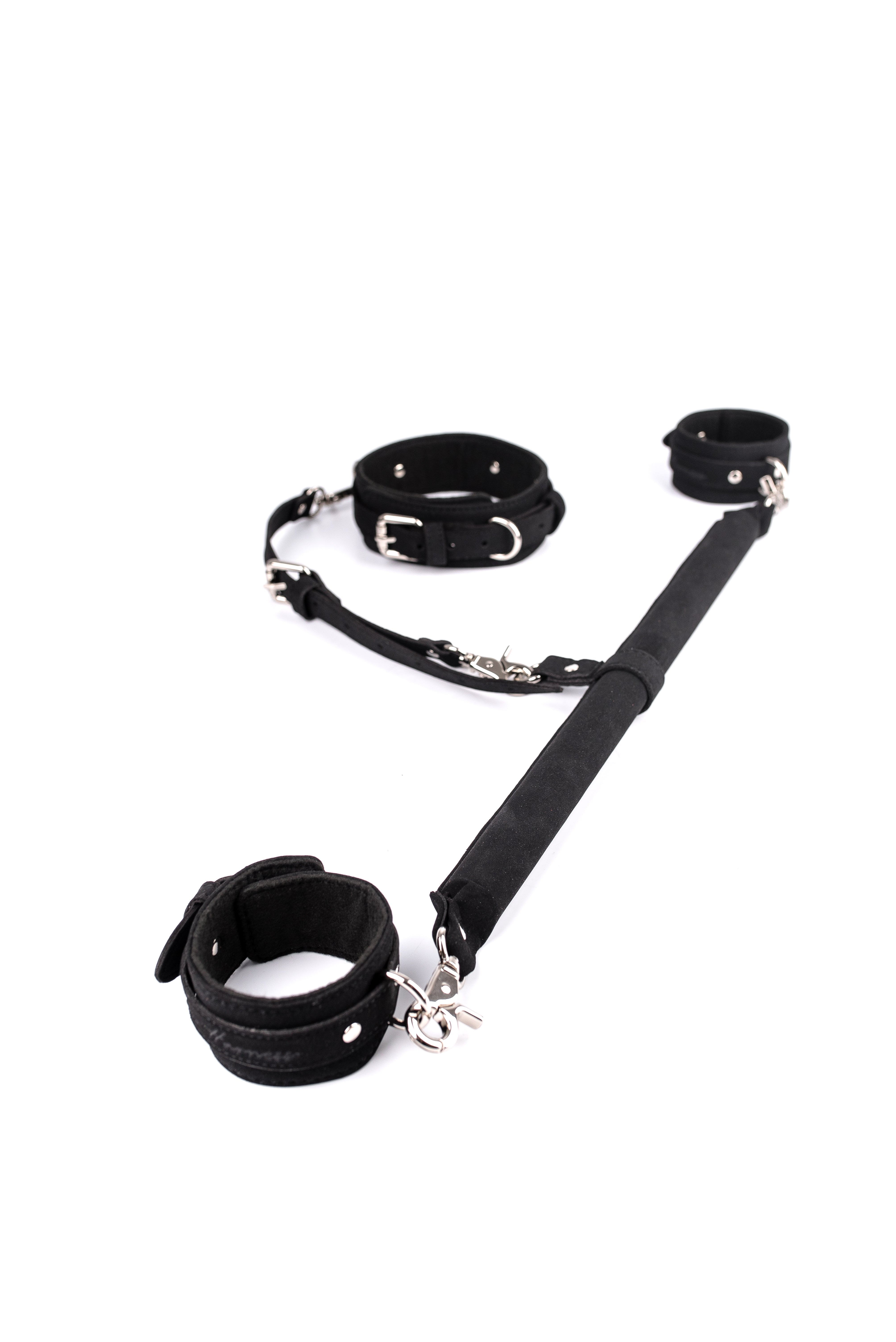 Neoprene Full Kit of 3 Point Faux Leather Spreader Bar with Cuffs and Collar