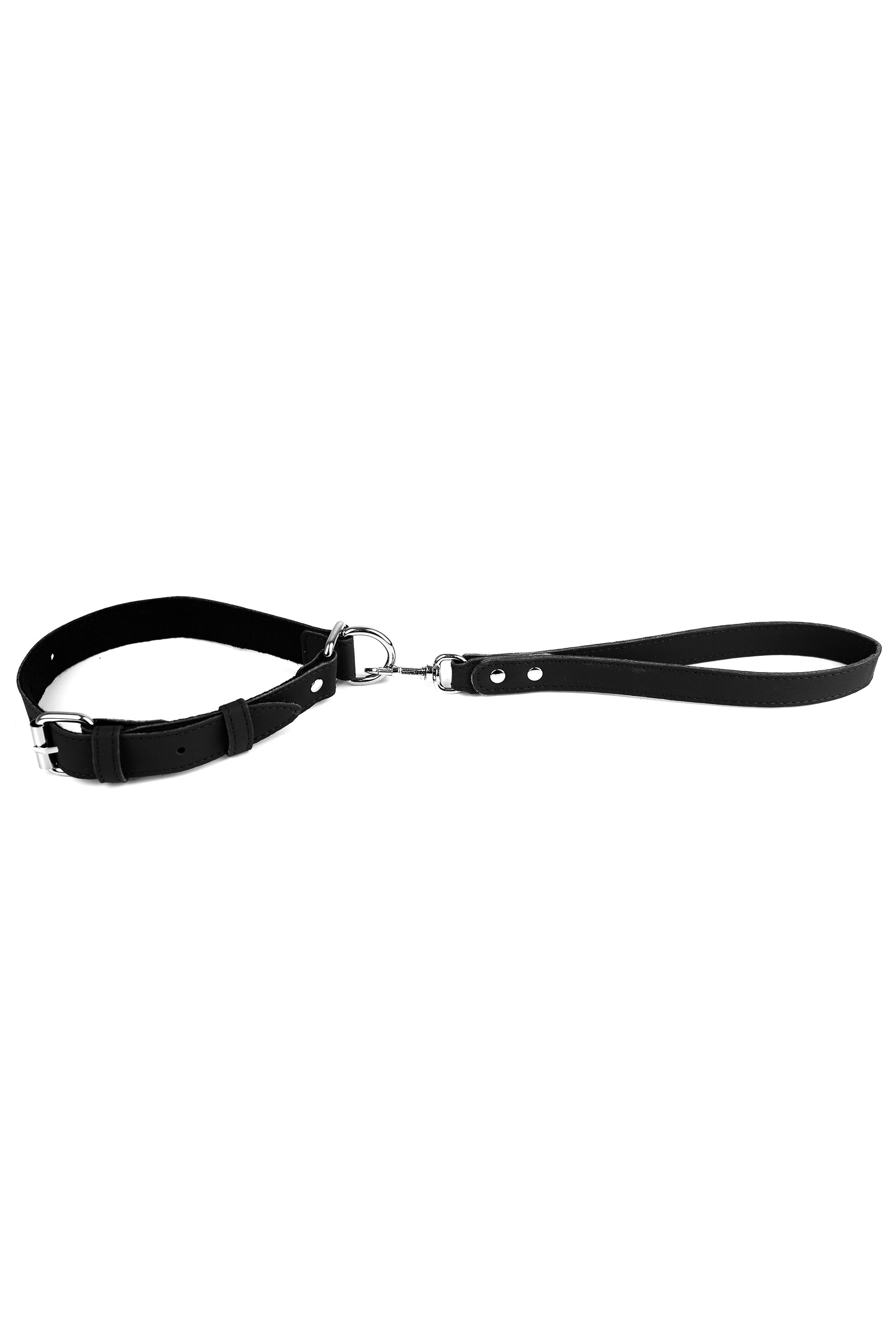 Self-tightening faux leather choke collar
