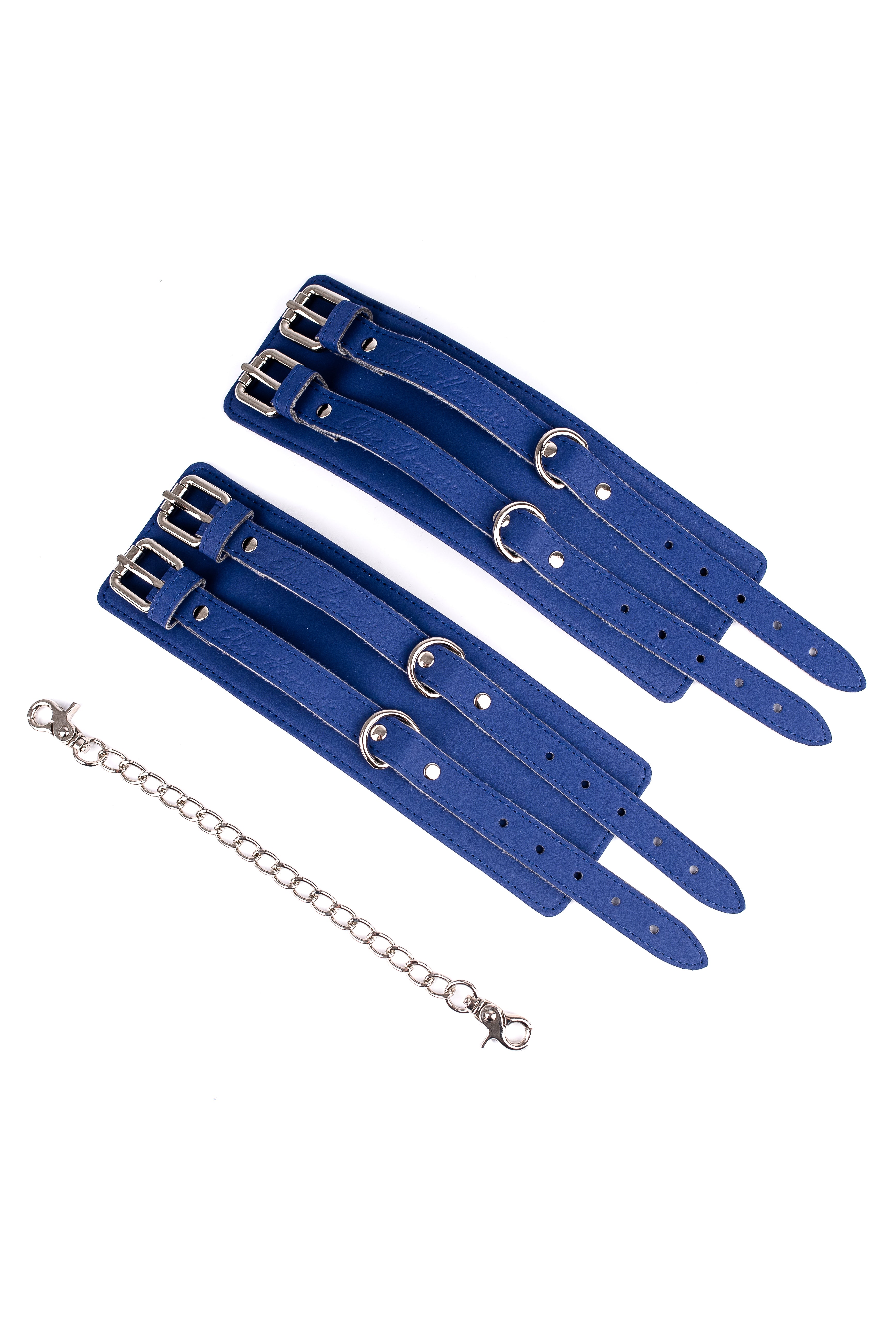 Neoprene Vegan Leather Wide Handcuffs, Ankle cuffs with chain connector