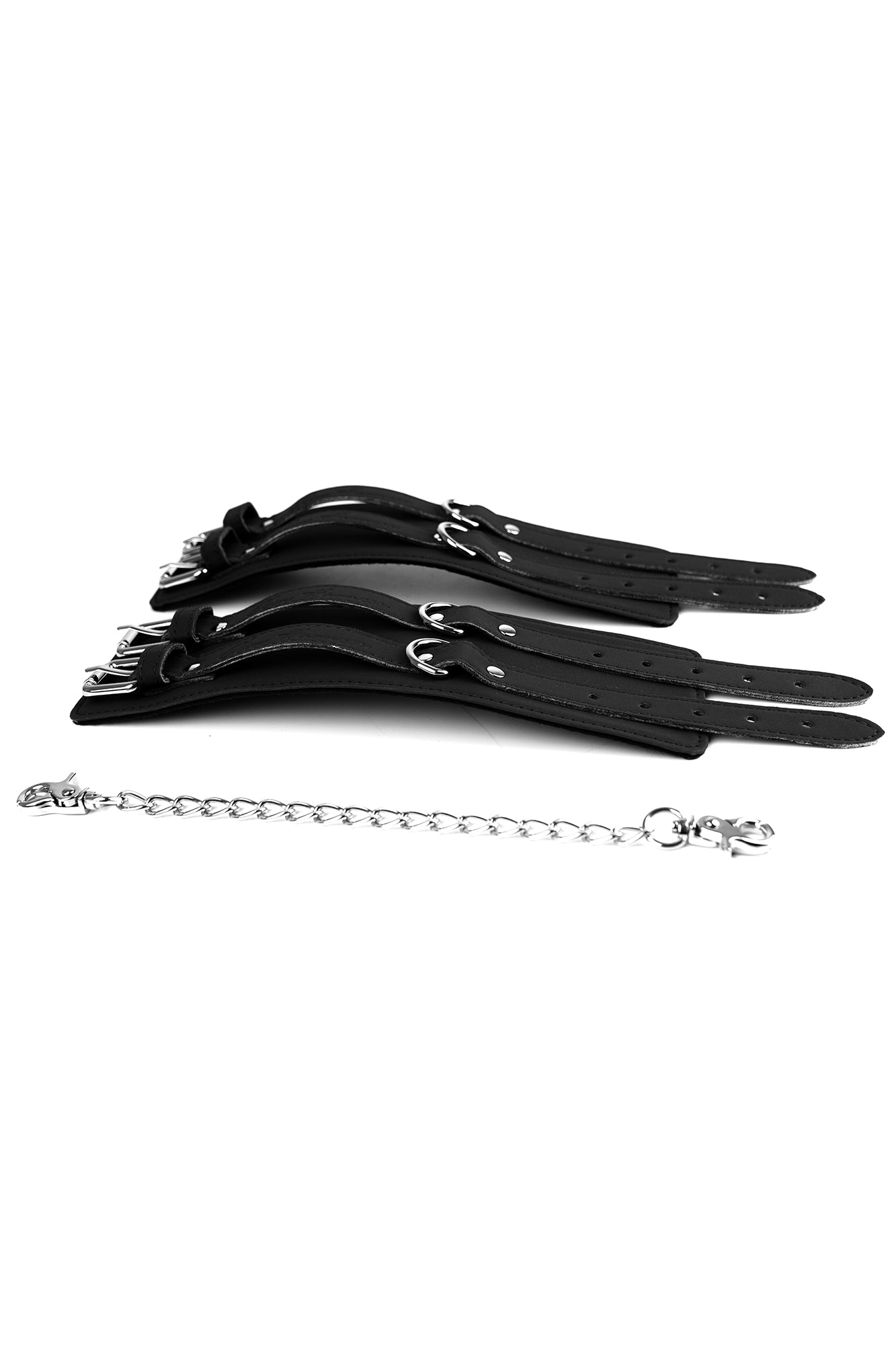 Neoprene Vegan Leather Wide Handcuffs, Ankle cuffs with chain connector