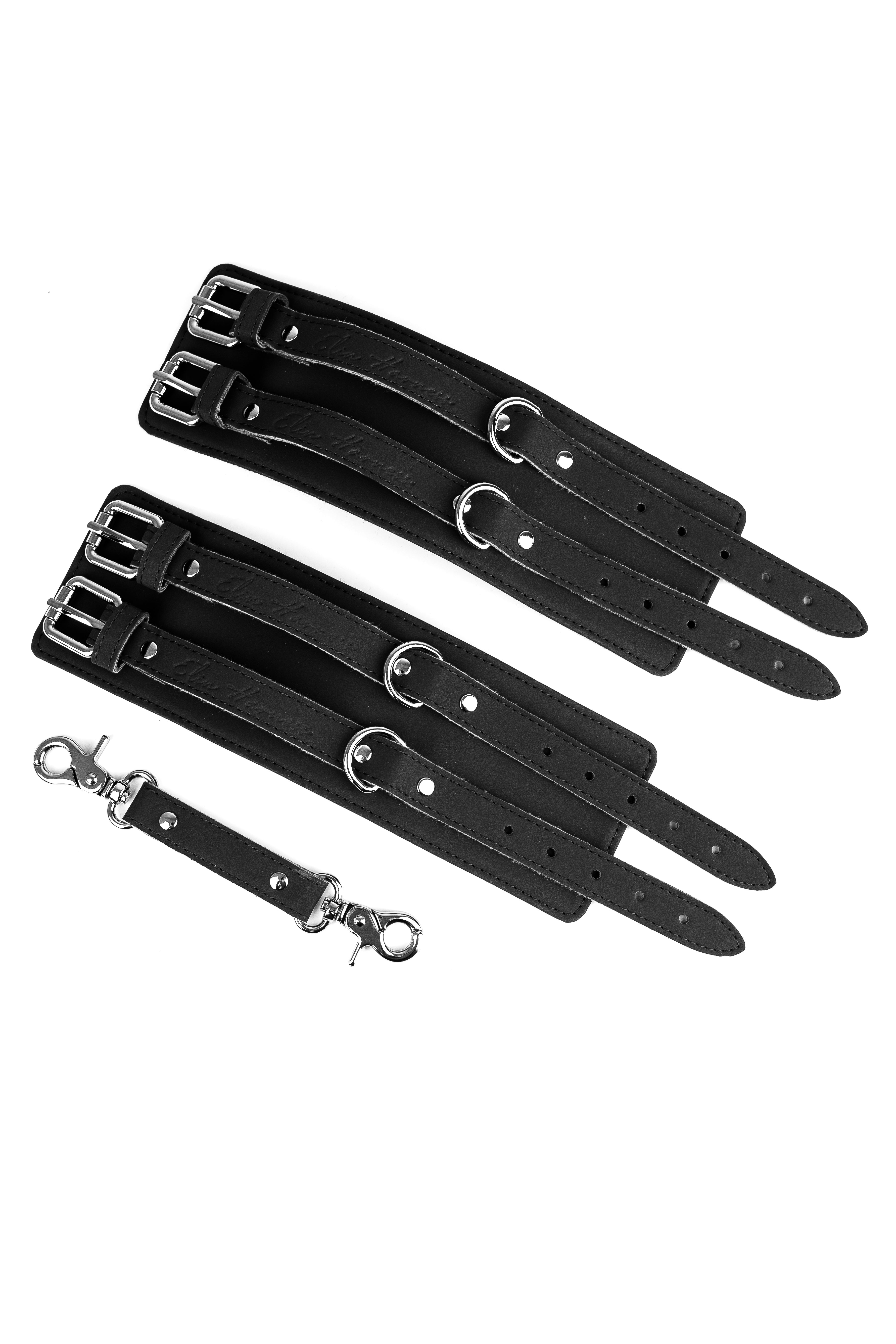 Neoprene Vegan Leather Wide Handcuffs, Ankle cuffs with standard connector