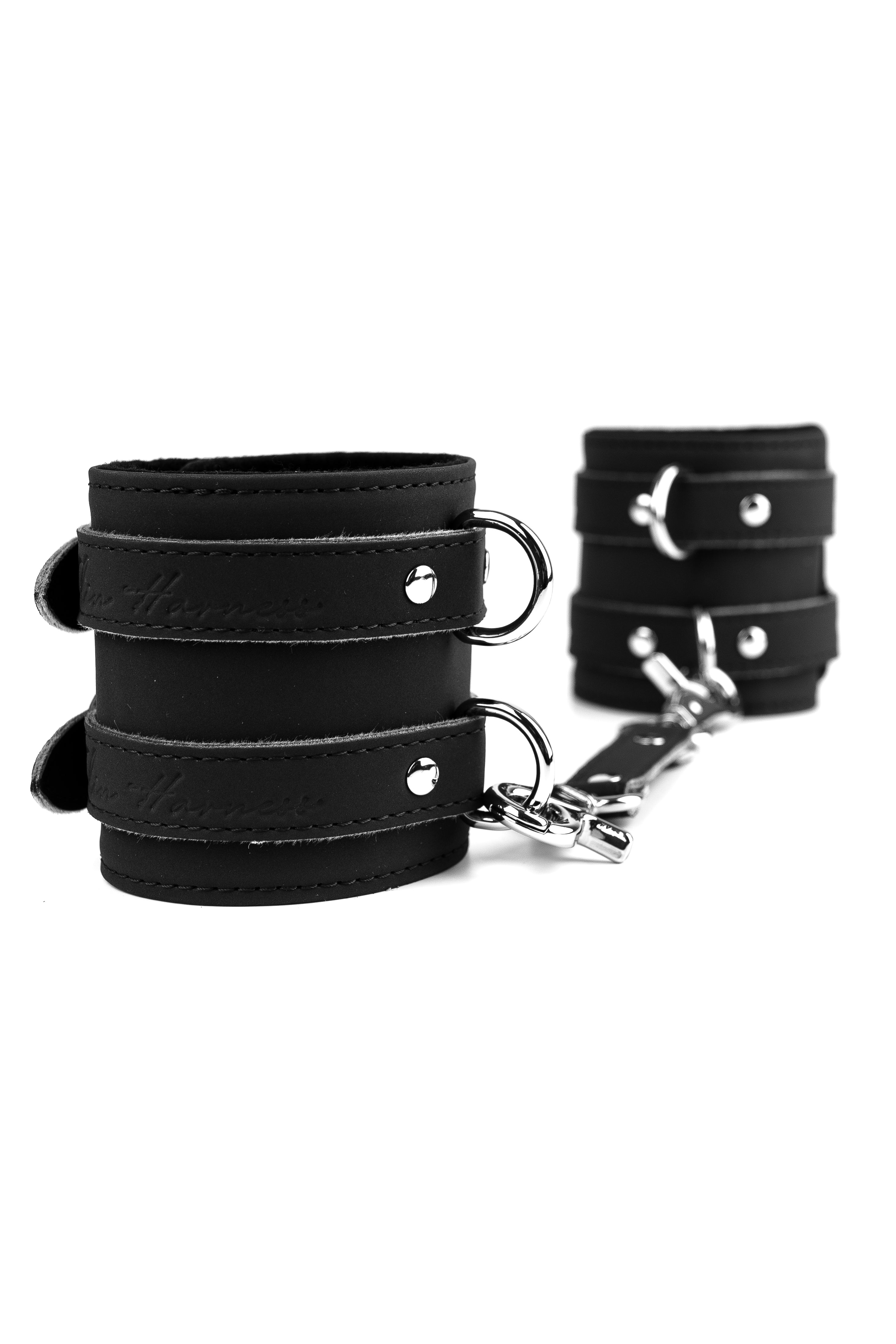 Neoprene Vegan Leather Wide Handcuffs, Ankle cuffs with standard connector
