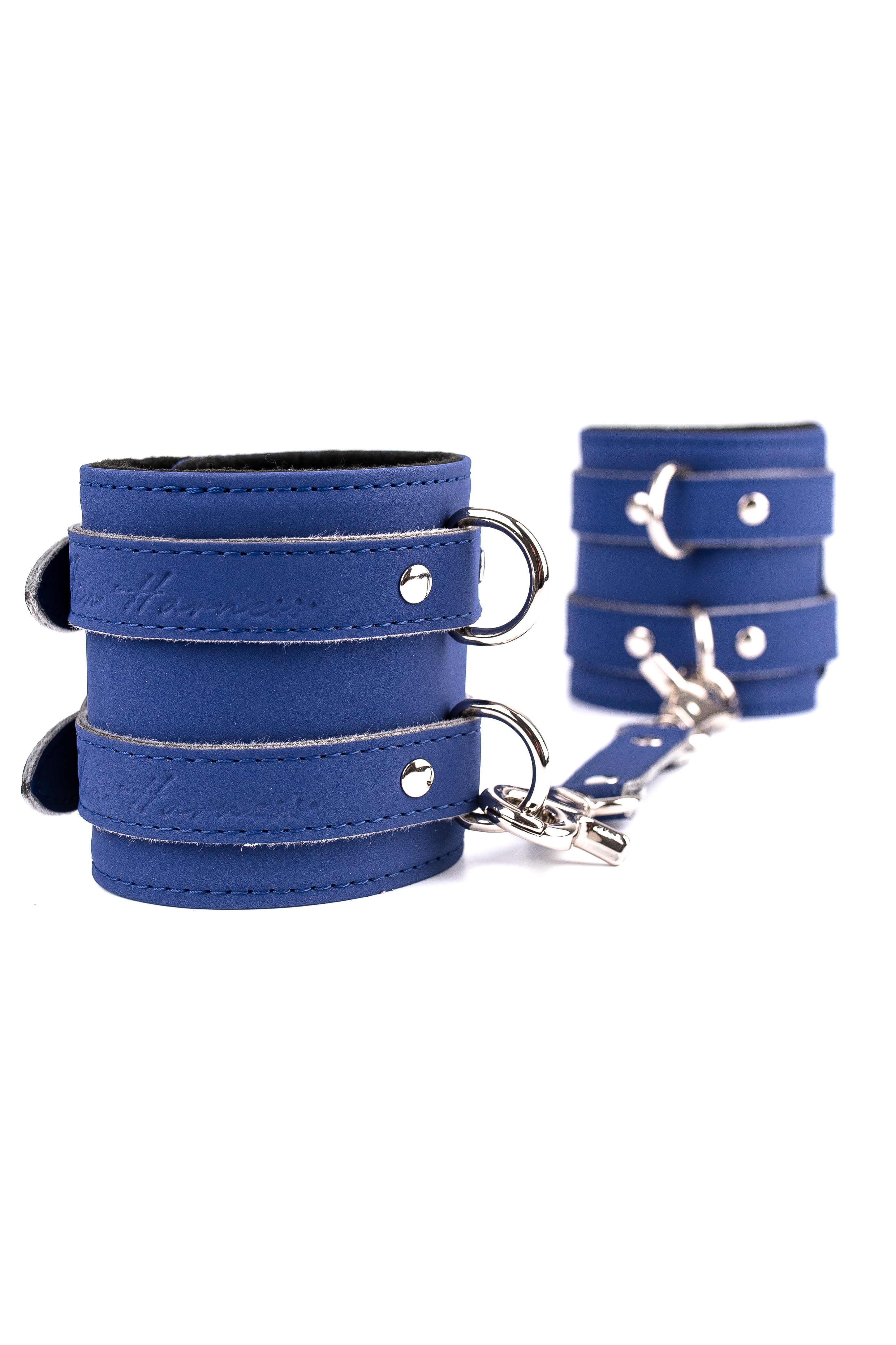 Neoprene Vegan Leather Wide Handcuffs, Ankle cuffs with standard connector