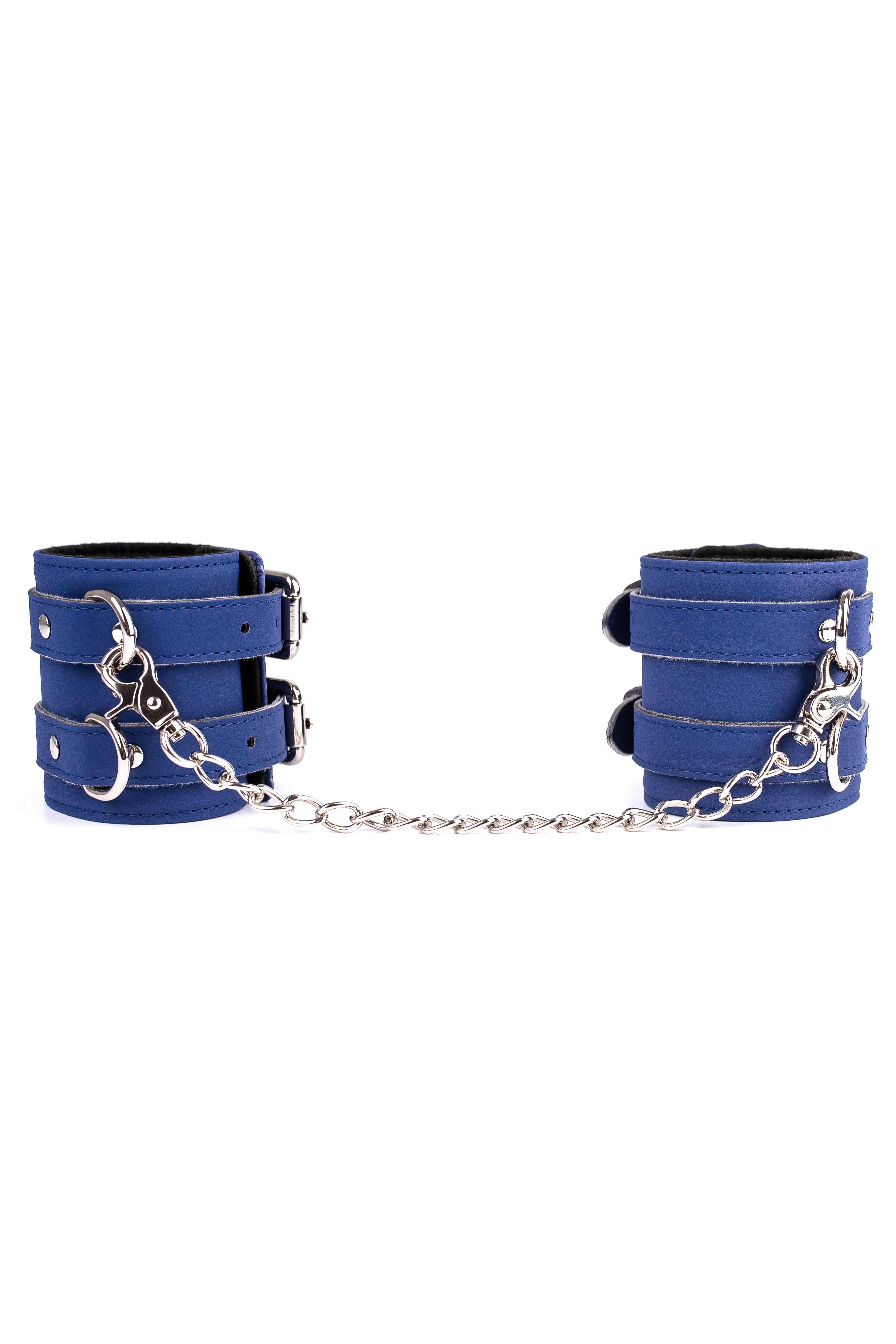 Neoprene Vegan Leather Wide Handcuffs, Ankle cuffs with chain connector