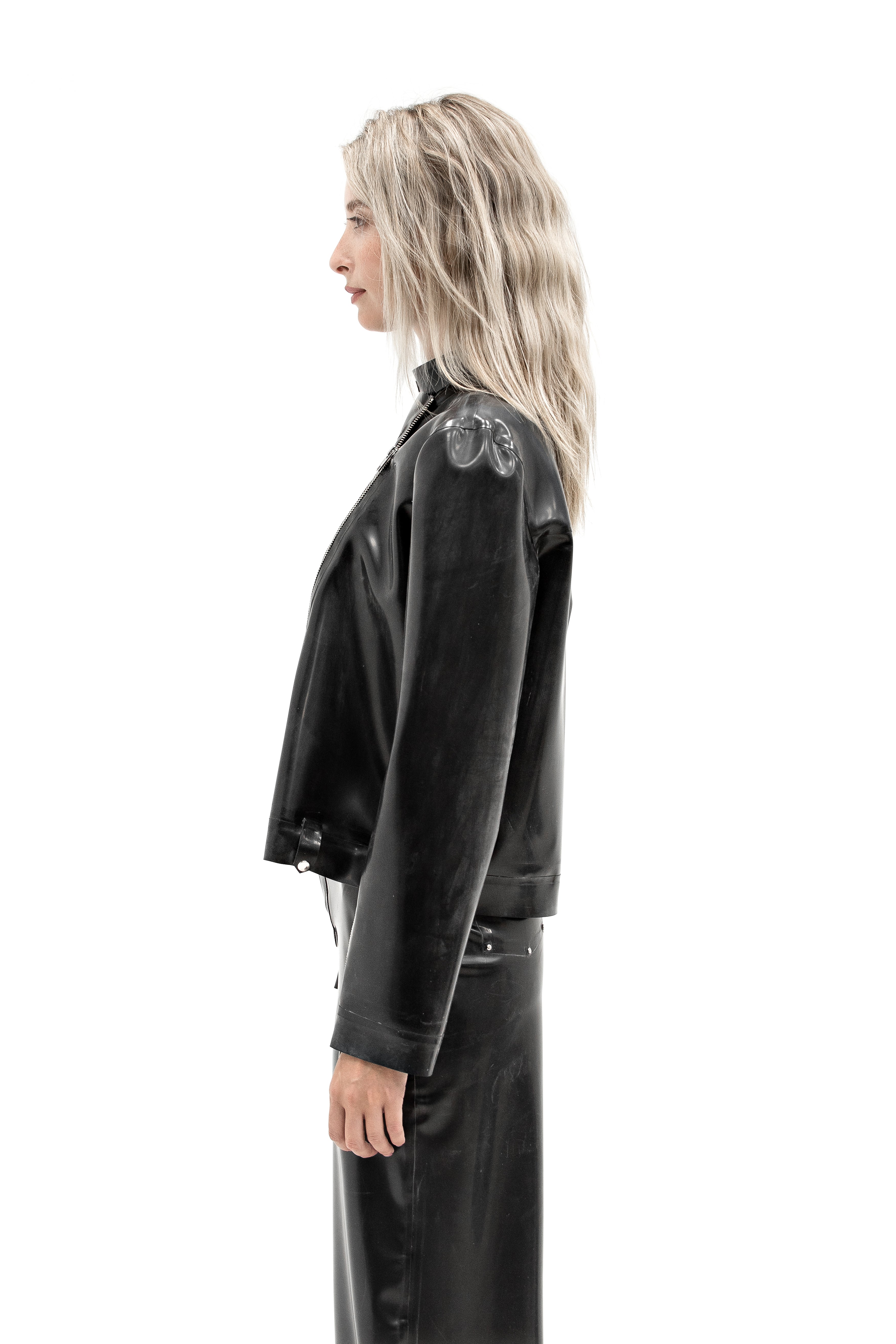 Latex Jacket with Zipper. Black