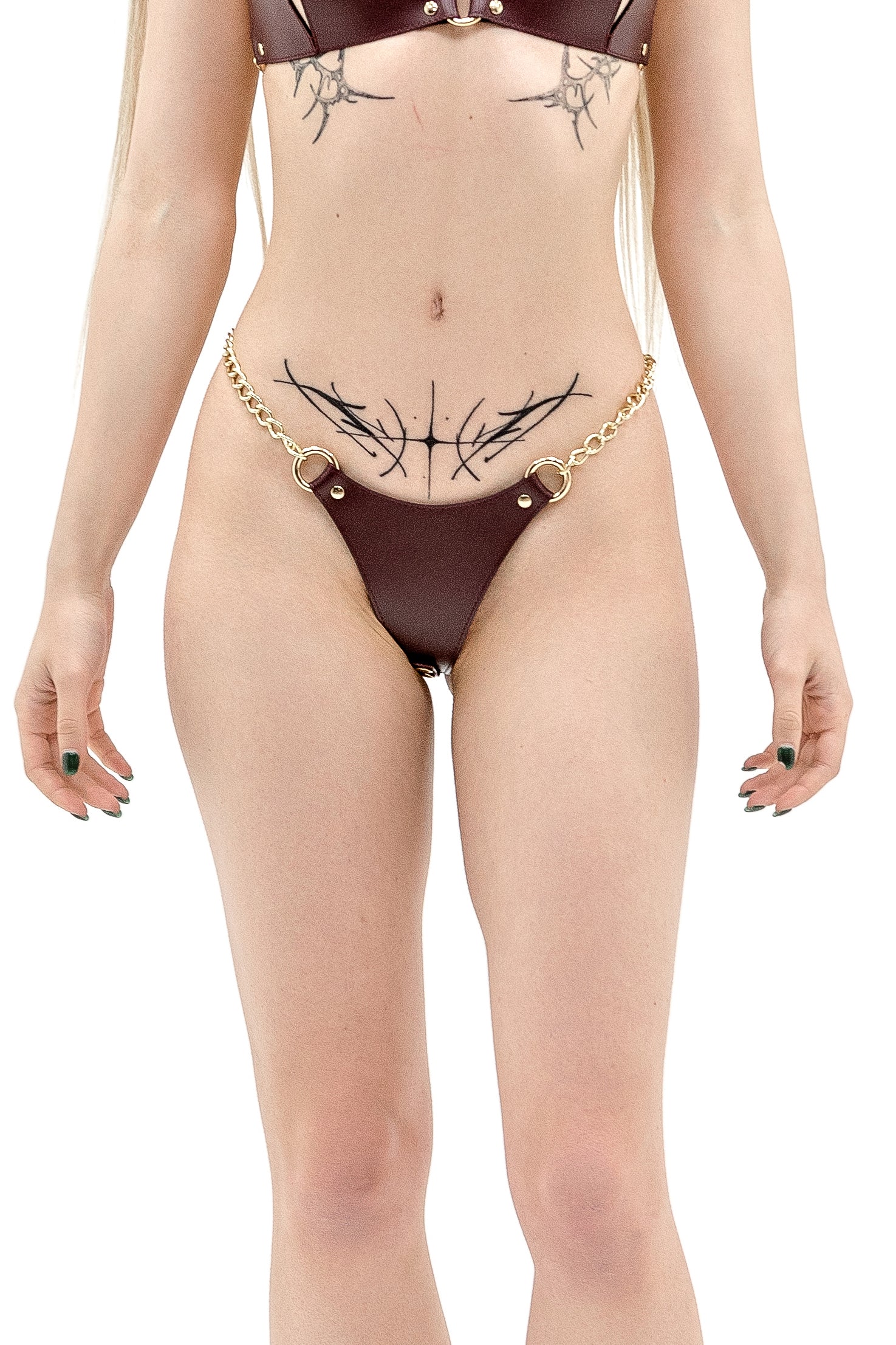 Leather Panties Lilith. Burgundy