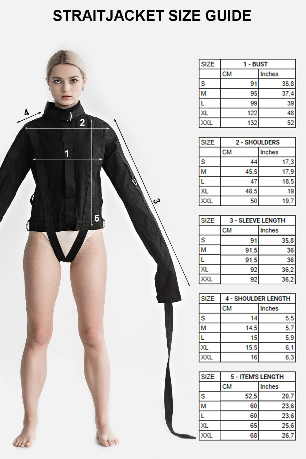 Cotton Straitjacket with Steel Buckles. Black