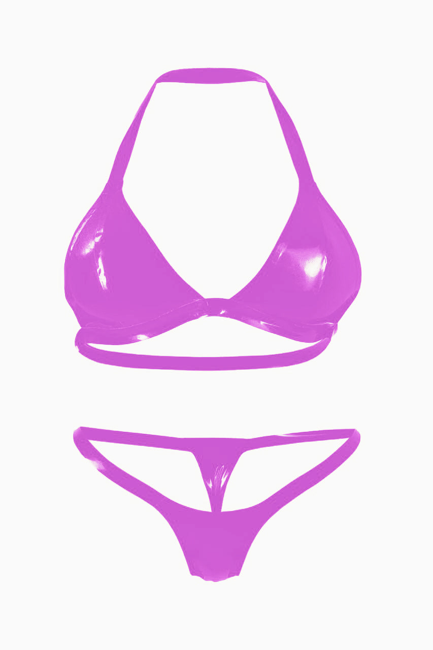 Latex Lingerie, Latex bra + micro bikini. Pink