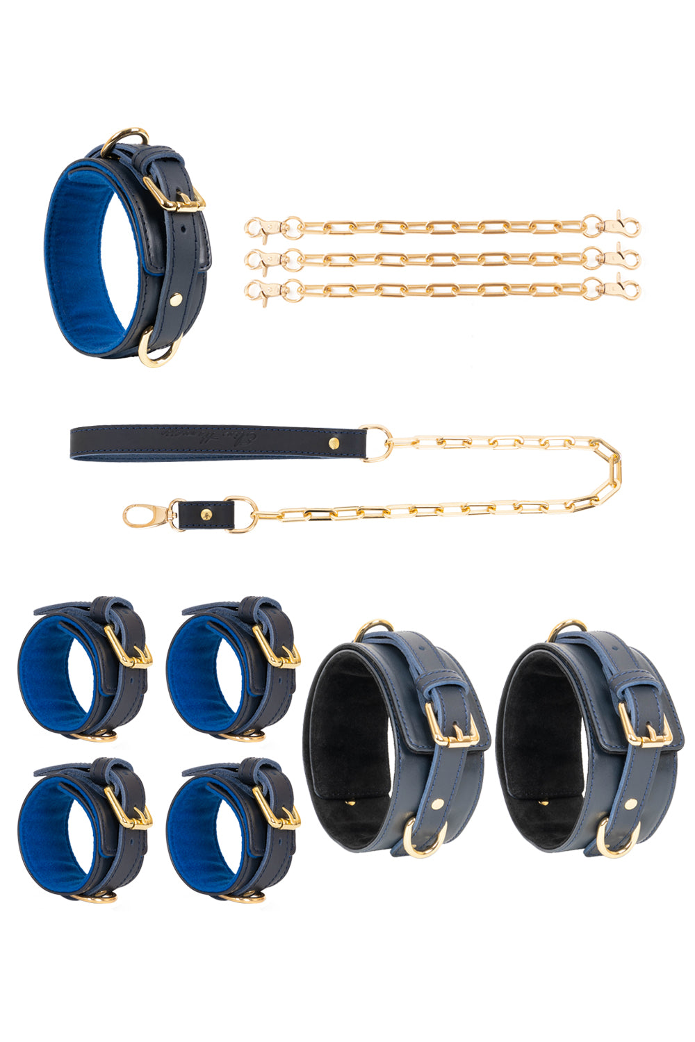Leather set 4 in 1 with large links chain leash