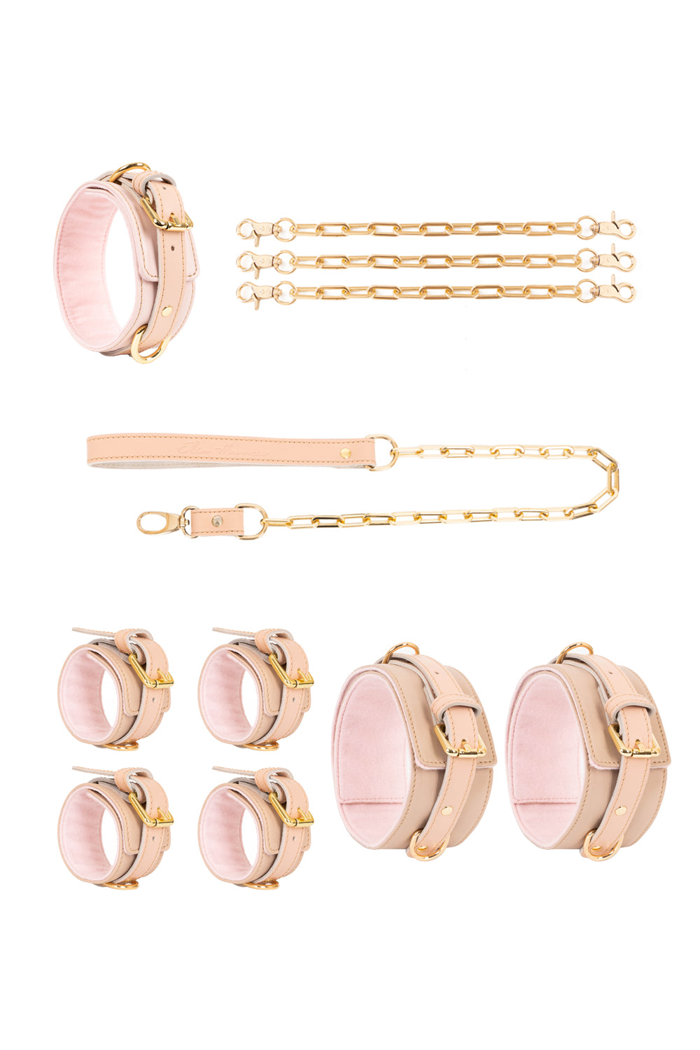 Leather set 4 in 1 with large links chain leash