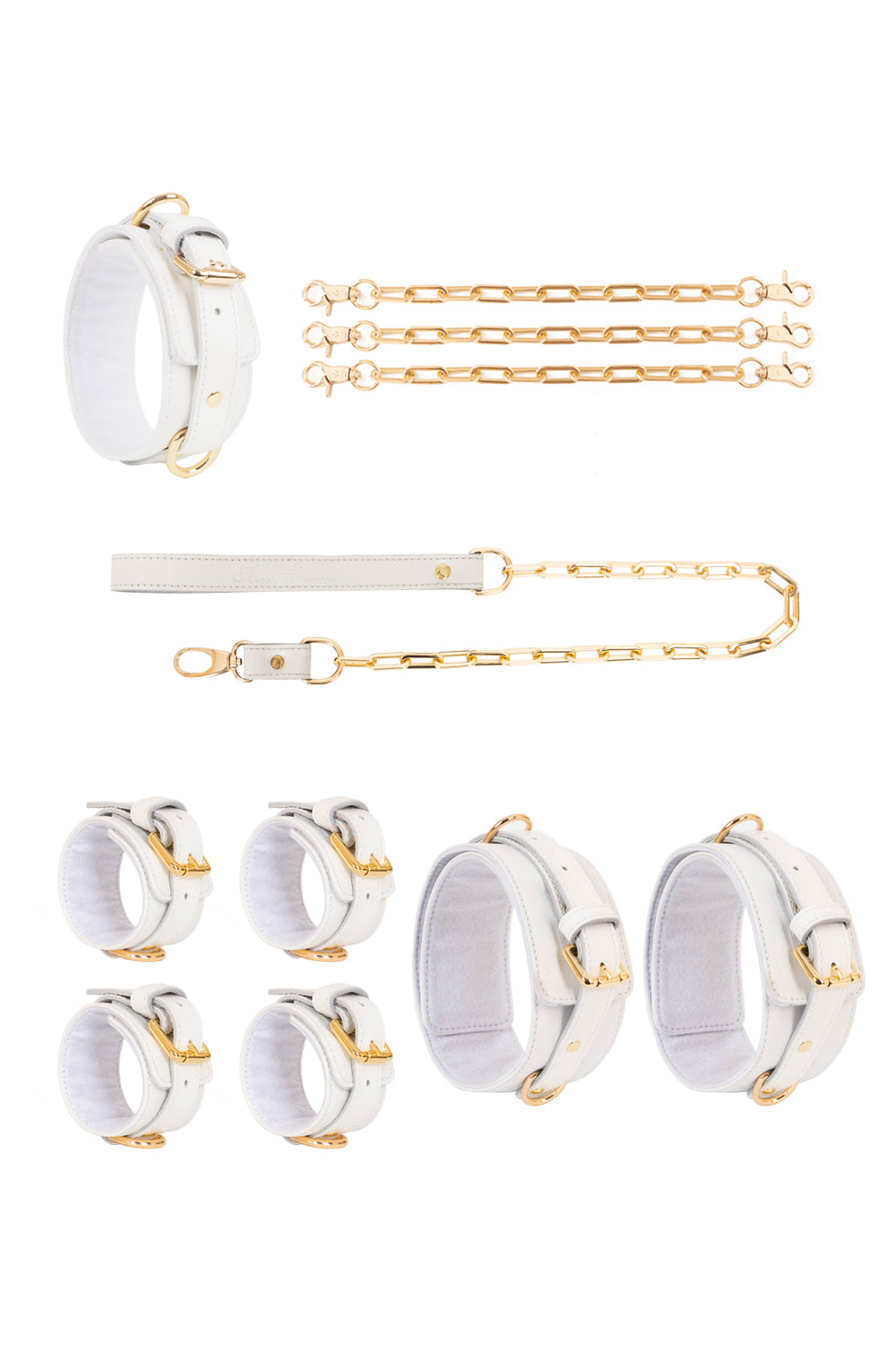 Leather set 4 in 1 with large links chain leash