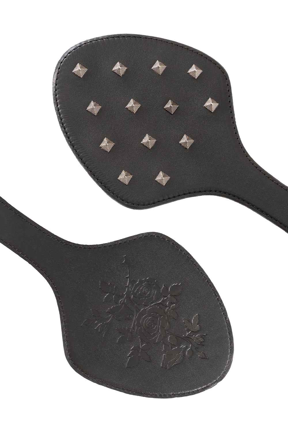 3 in 1 Leather Luxury Set with Spikes. Blindfold Mask, Spanking Paddle, Choker