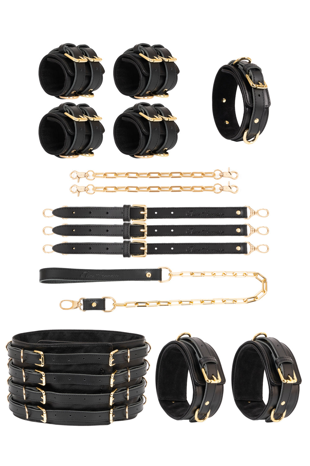 Luxury Leather BDSM Large Links Chain Set