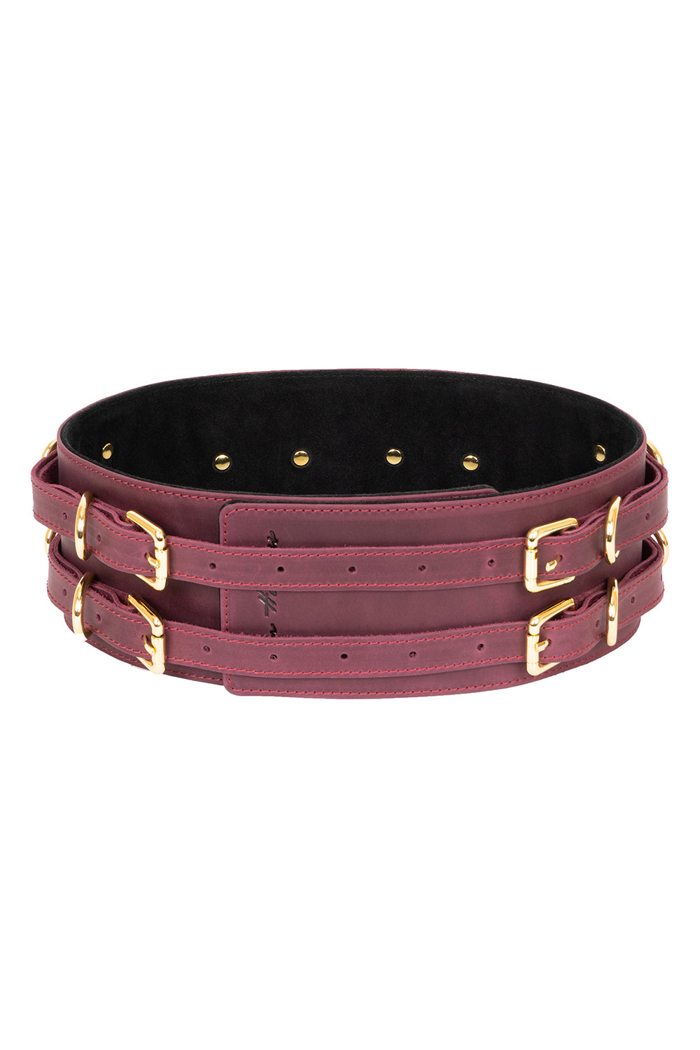 "Crazy Horse" Leather Waist Belt. Burgundy