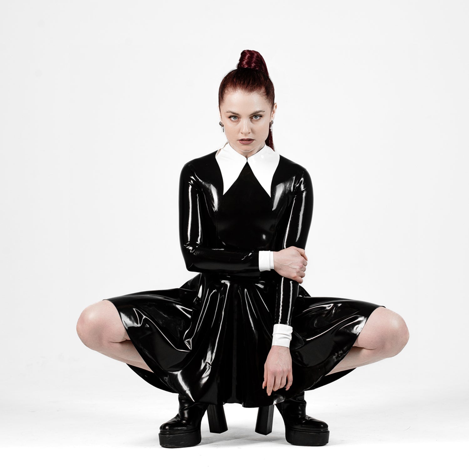 Latex Skater Dress for Women, Wednesday outfit